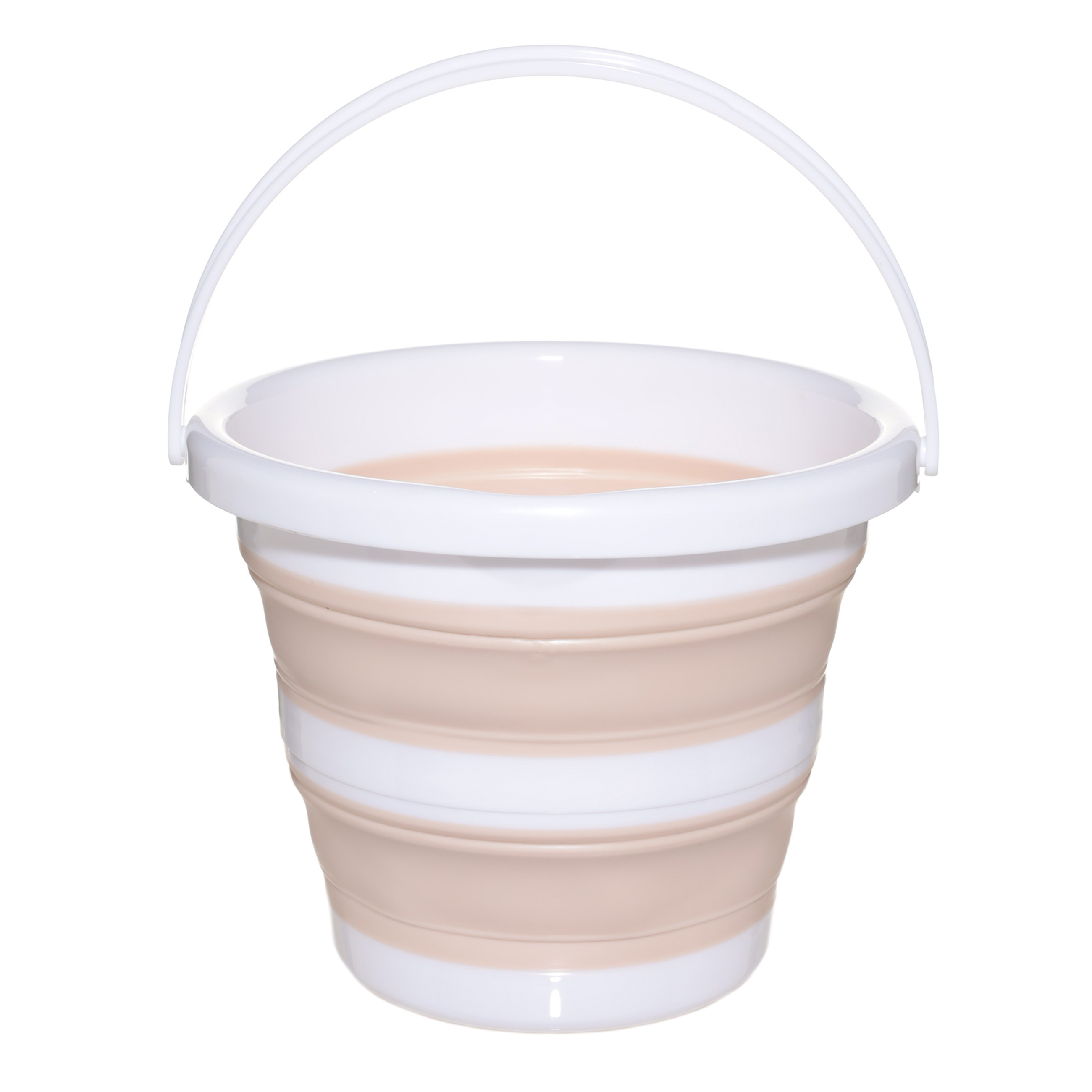 Foldable bucket, 5 l, plastic / rubber, beige-pink, Foldaway, image-0