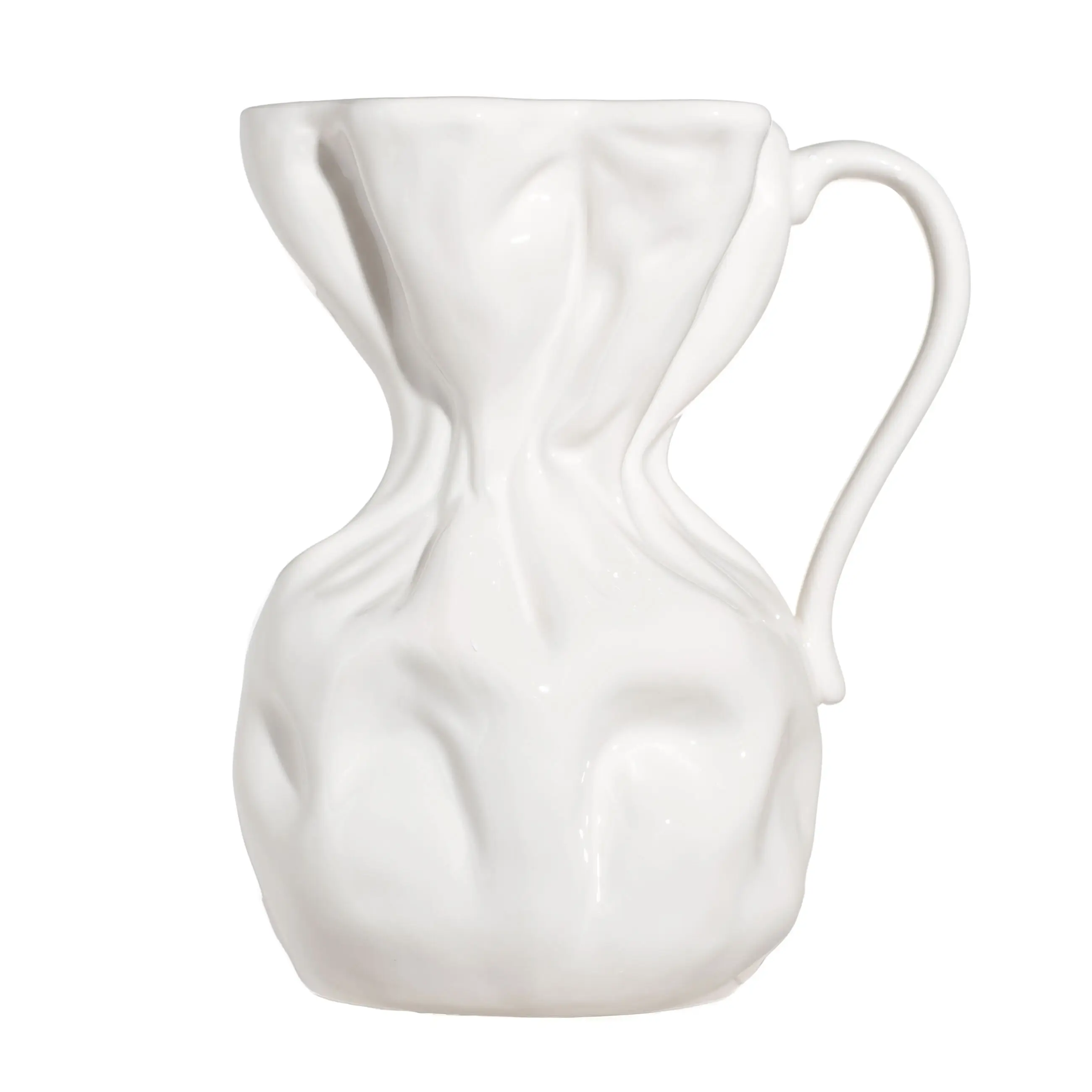 Flower vase, 25 cm, ceramic, White, Crumpled effect, Crumple, image-0