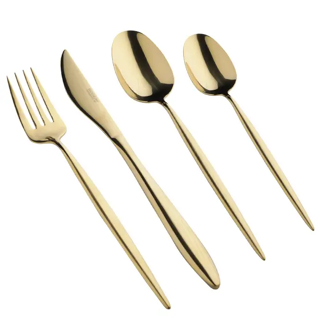Tableware, 6 persons, 24 items, steel, golden, Istanbul ,image-0