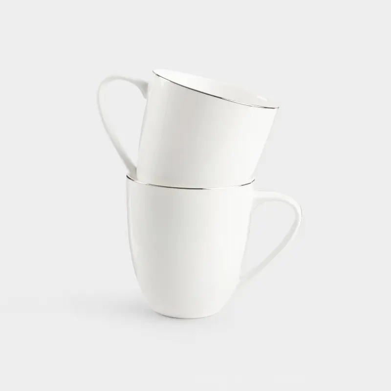 Mug, 450 ml, 2 pcs, porcelain F, white, Ideal silver ,image-0