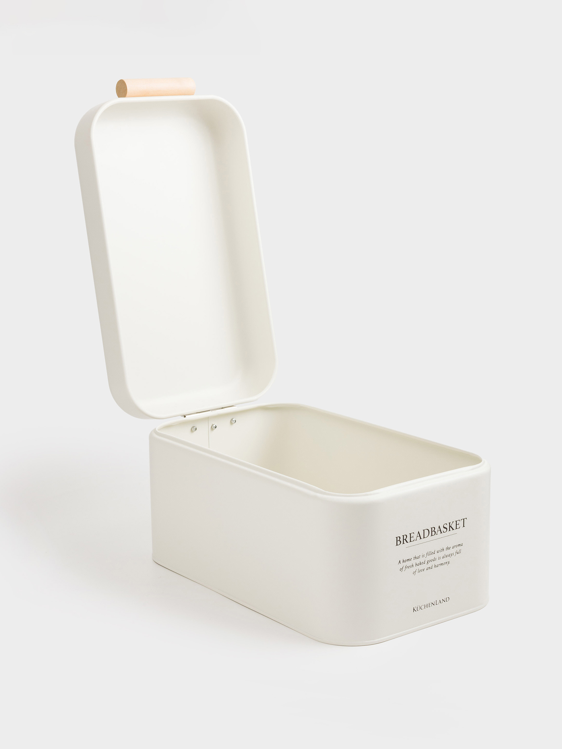 Bread box, 32x18x16 cm, metal / wood, rectangular, milky, Course, image-3