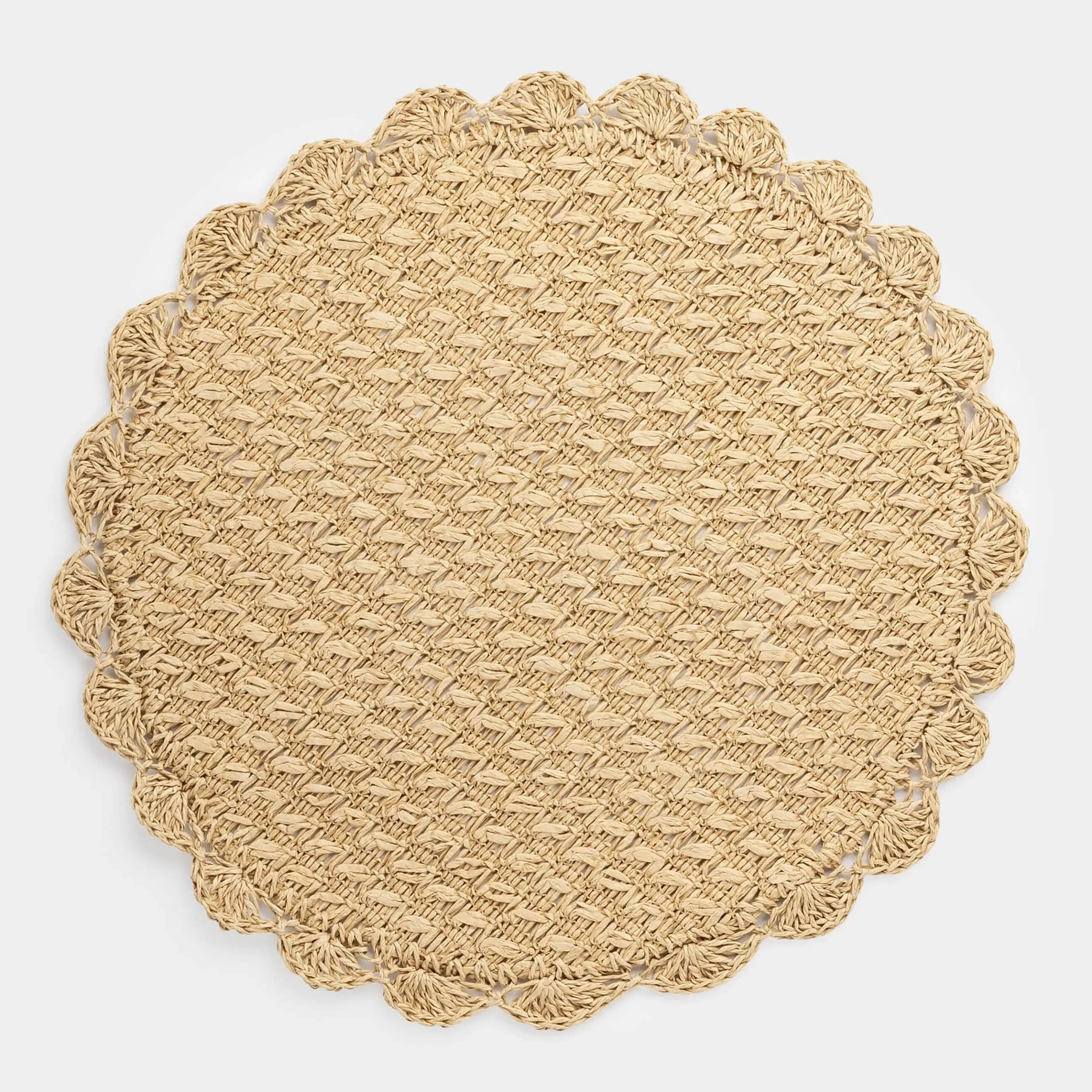 Placemat, 38 cm, cellulose, round, beige, Straw