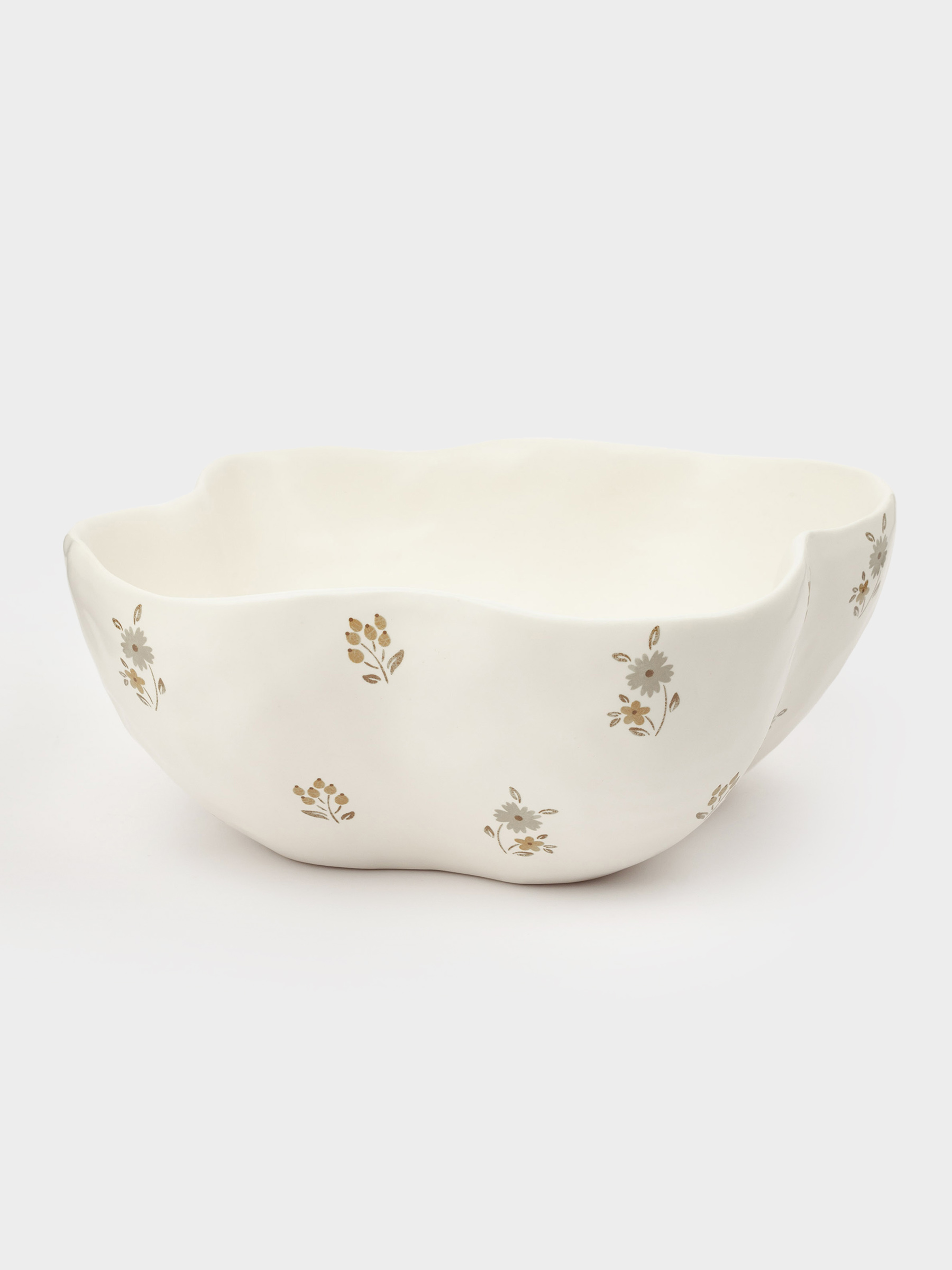 Salad bowl, 21x8 cm, 1.2 l, ceramic, milky, Vintage flowers, La flore, image-3