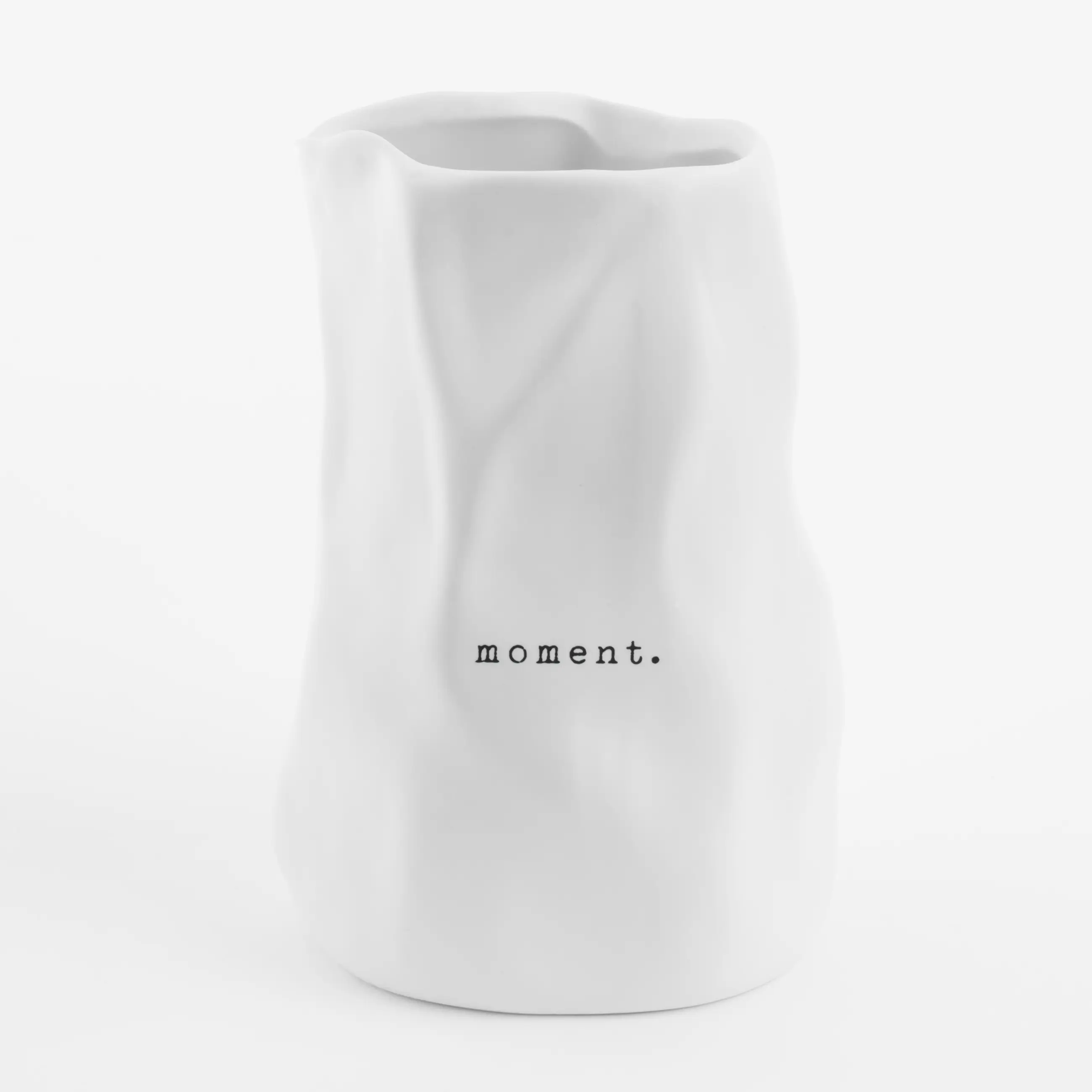 Flower vase, 20 cm, ceramic, white, Moment, Crumple font