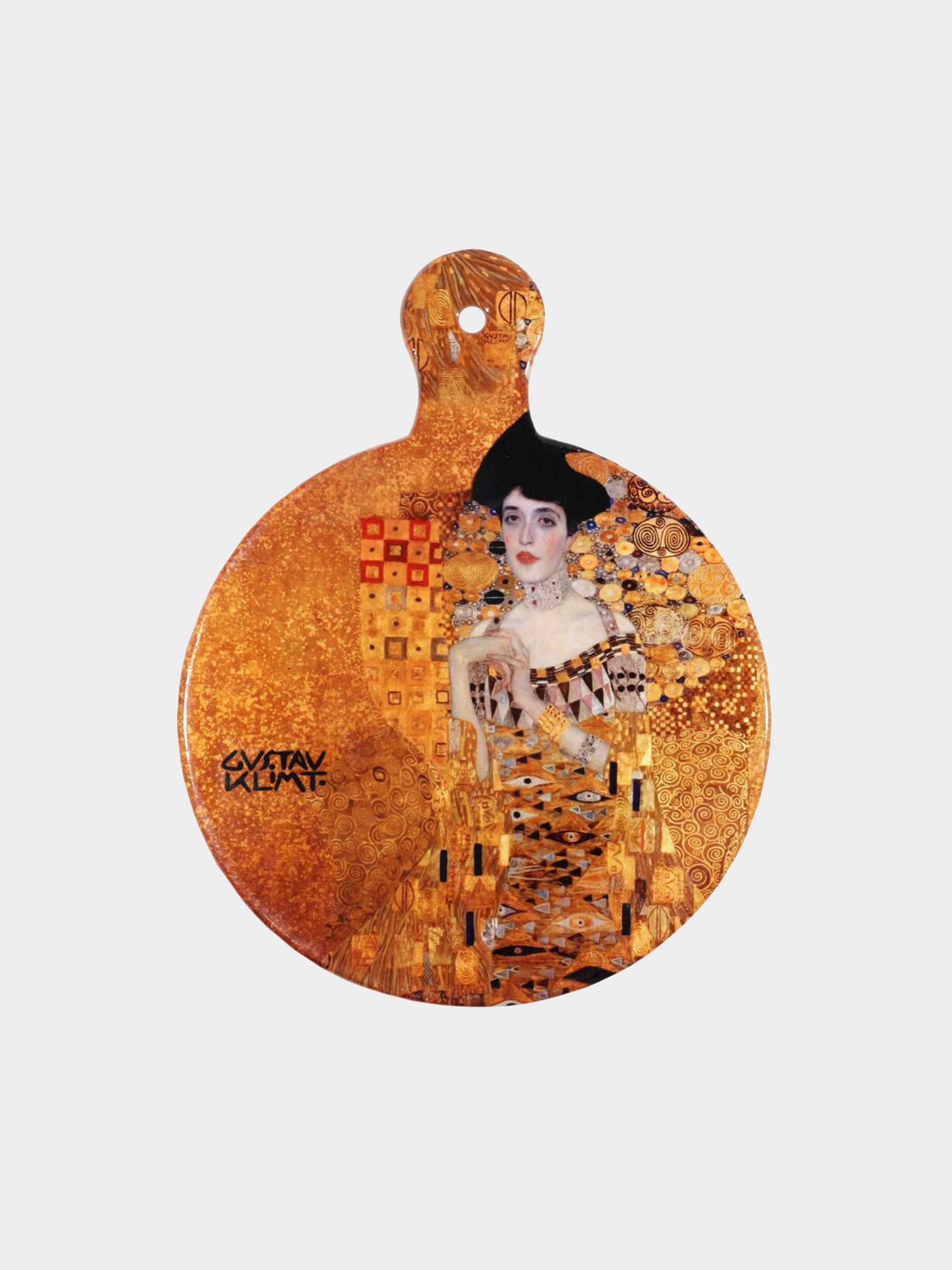 Coaster, 23x18 cm, with handle, ceramic / cork, Gold Adele, Klimt, Art Adele, image-0