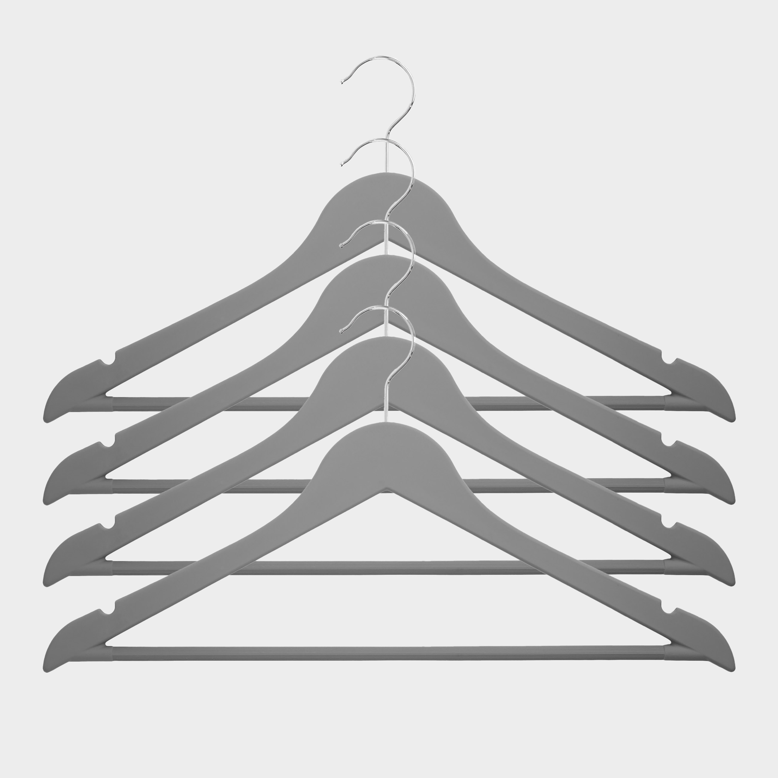 Hanger, 44 cm, 4 pcs, plastic coated, gray, Fun house , image-0