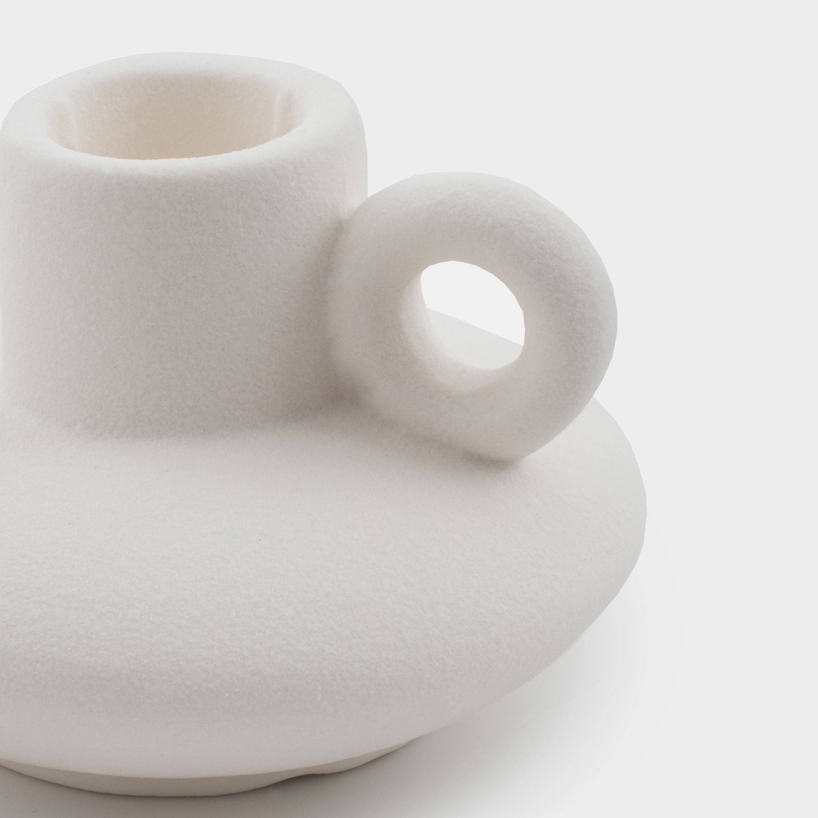 Candlestick, 6 cm, for a thin candle, porcelain P, white, Jug, Antic