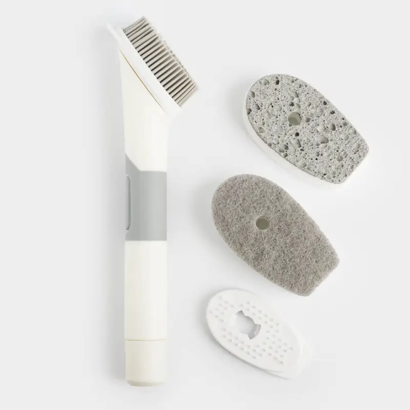 Cleaning brush, 25 cm, 3 nozzles, with detergent dispenser, plastic, grey-white, Clean, image-0