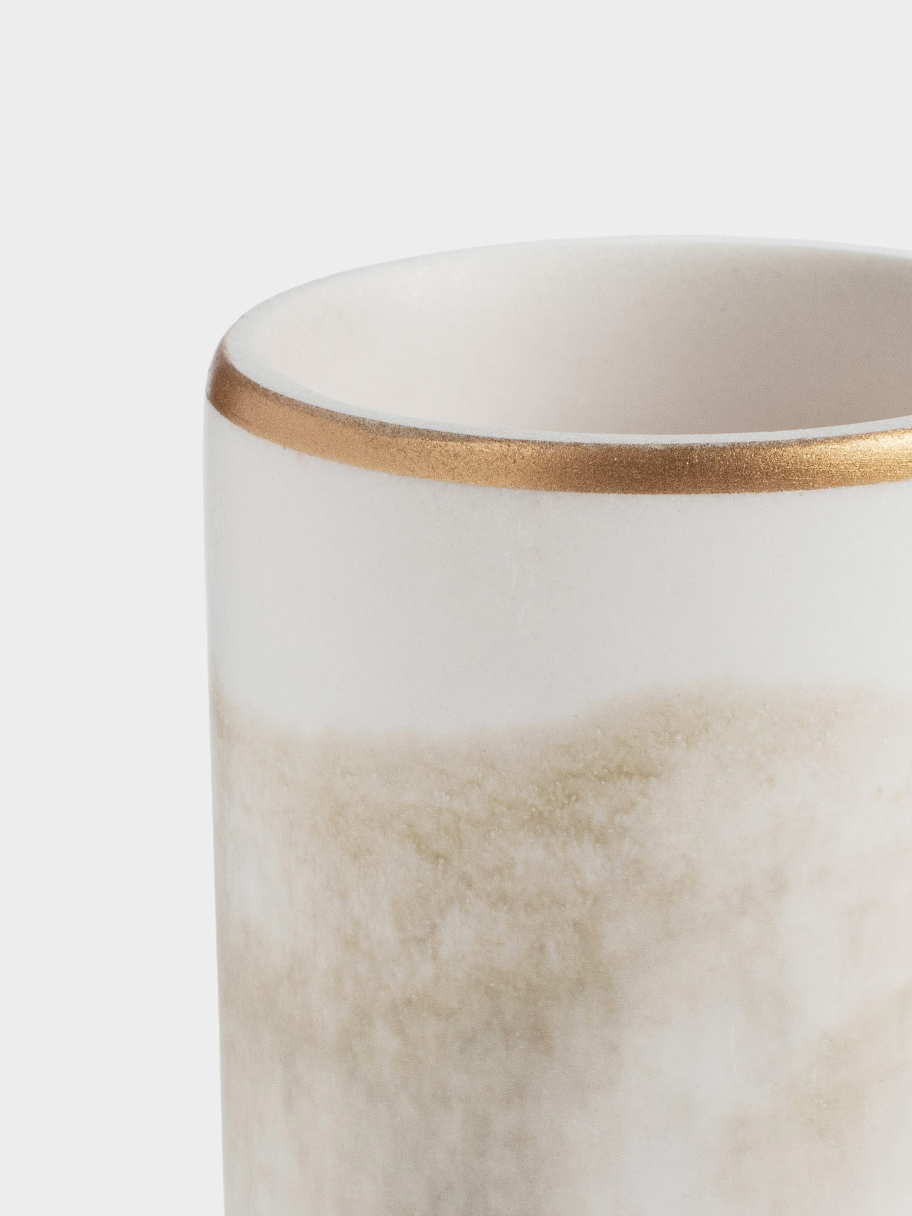 Bathroom glass, 10 cm, polyresin, white-gold, Marble, Dryad, image-3