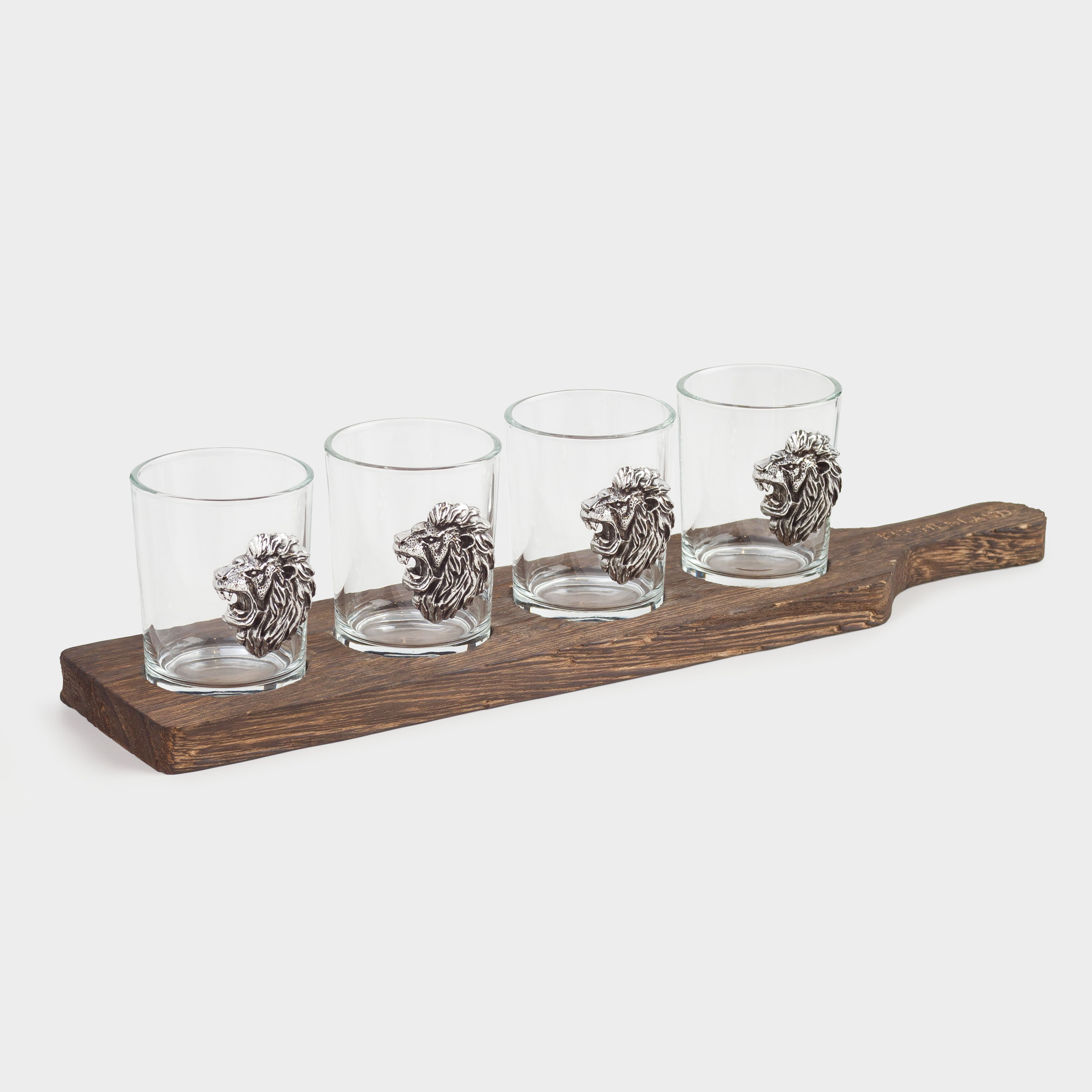 Drinking glass, 80 ml, 4 pcs, on a stand, glass / wood, Lion, Lux elements decor, image-1