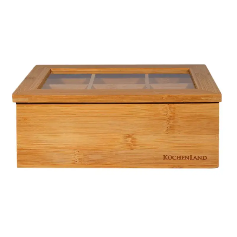 Tea box, 24x16 cm, 6 otd, bamboo, rectangular, Bamboo
