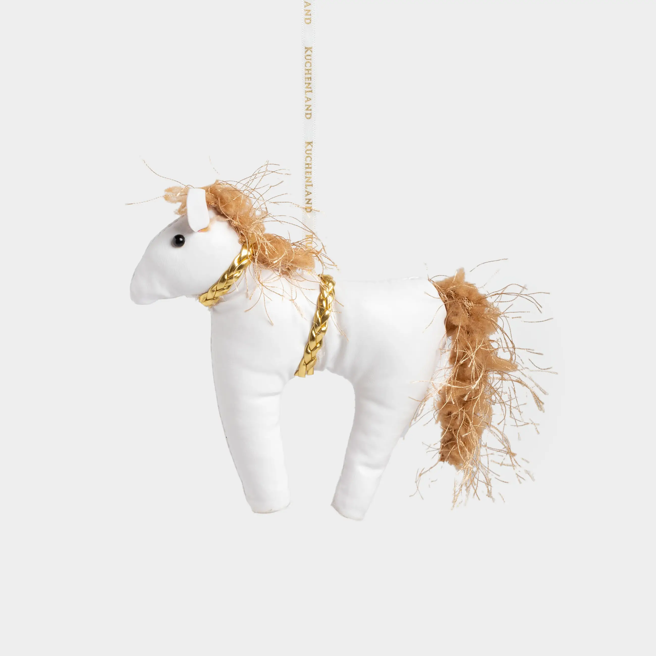 Christmas tree toy, 19x14 cm, polyester, milky, Horse, Figure Christmas Fuzz