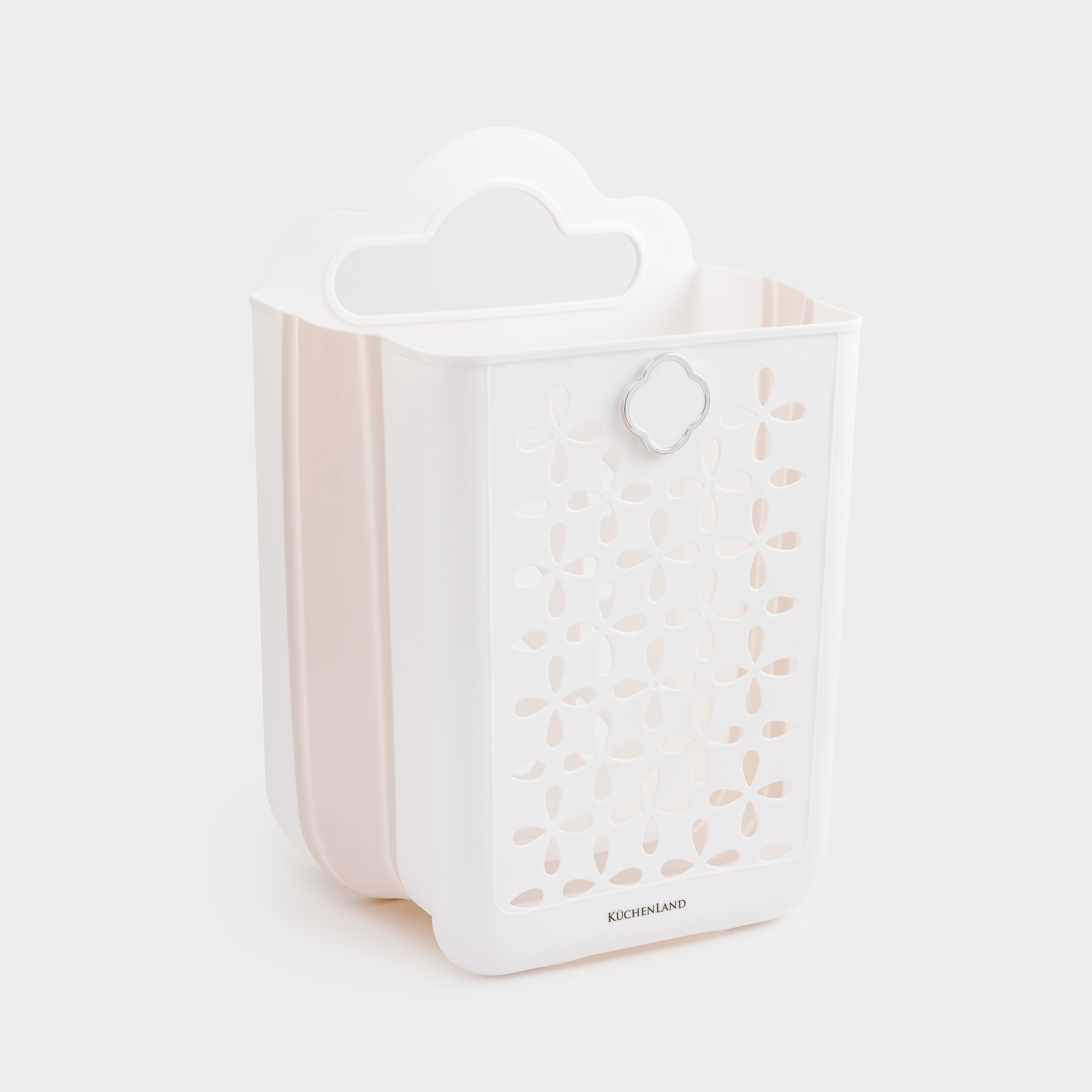 Laundry basket, 18x27x39 cm, folding, plastic / rubber, beige-pink, Foldaway