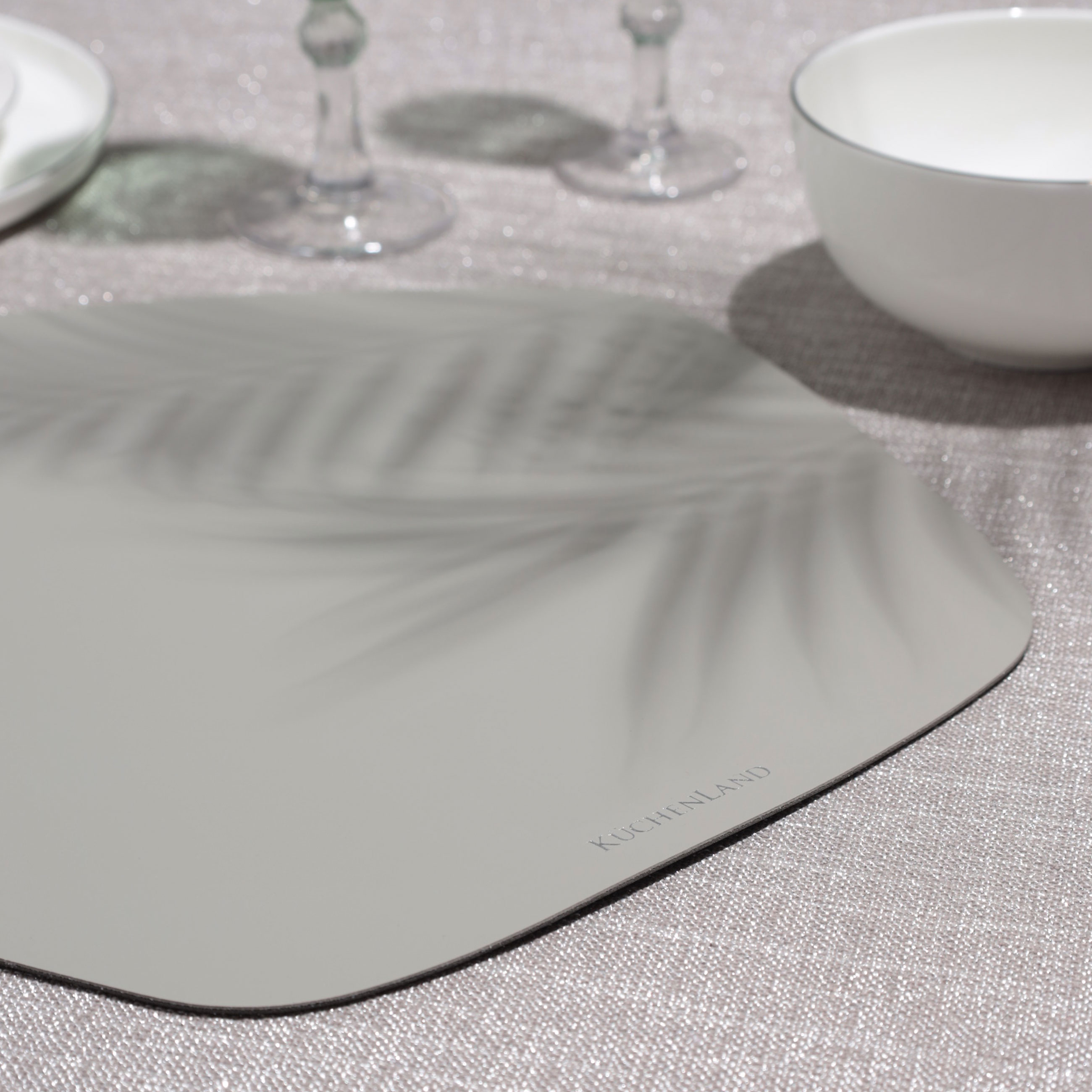 Placemat, 40 cm, double-sided, PVC, curly, gray/beige, Rock