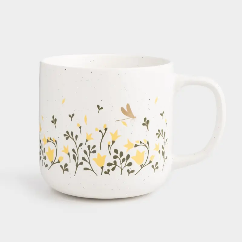 Mug, 400 ml, porcelain N, white, speckled, wildflowers, Meadow speckled ,image-0