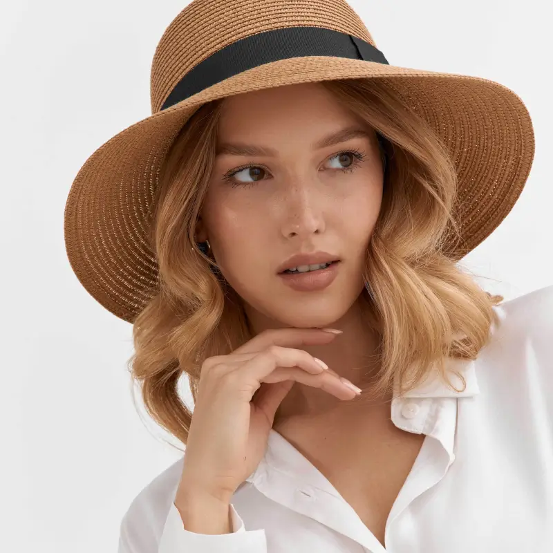 Hat, 57 cm, single size, paper / polyester, beige, Banjo ,image-0
