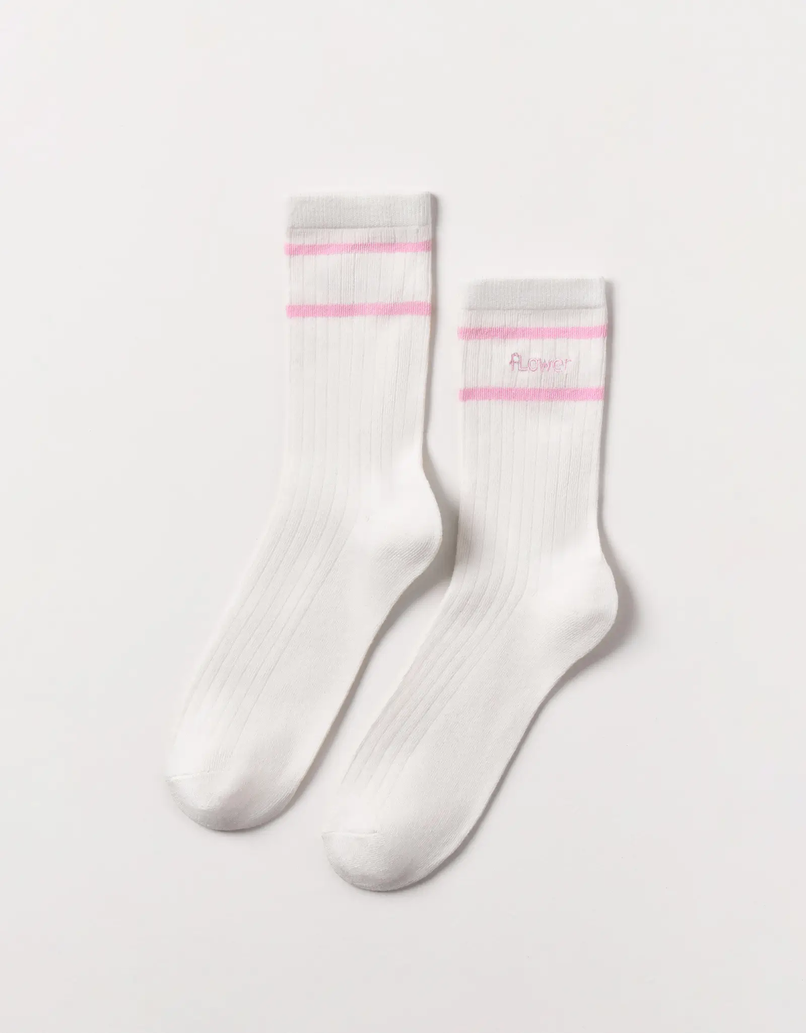 Women's socks, size 36-38, cotton / polyester, white, Flower, Rib font
