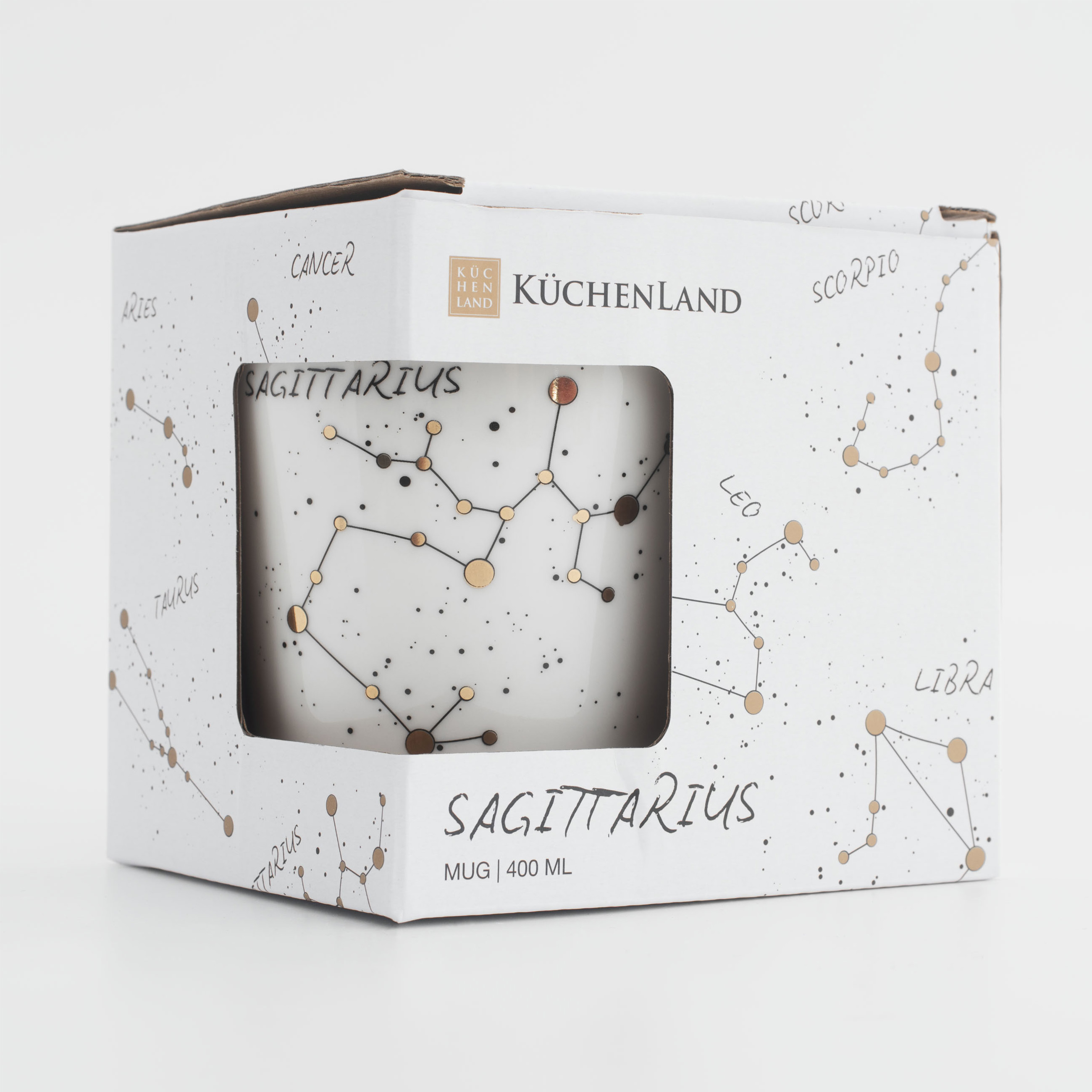 Mug, 400 ml, porcelain N, milky golden, Sagittarius, Zodiac, image-5