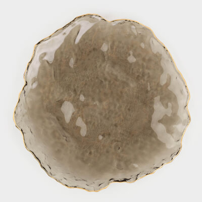 Dish, 26 cm, glass, gray, with golden edging, Nautilus color ,image-0
