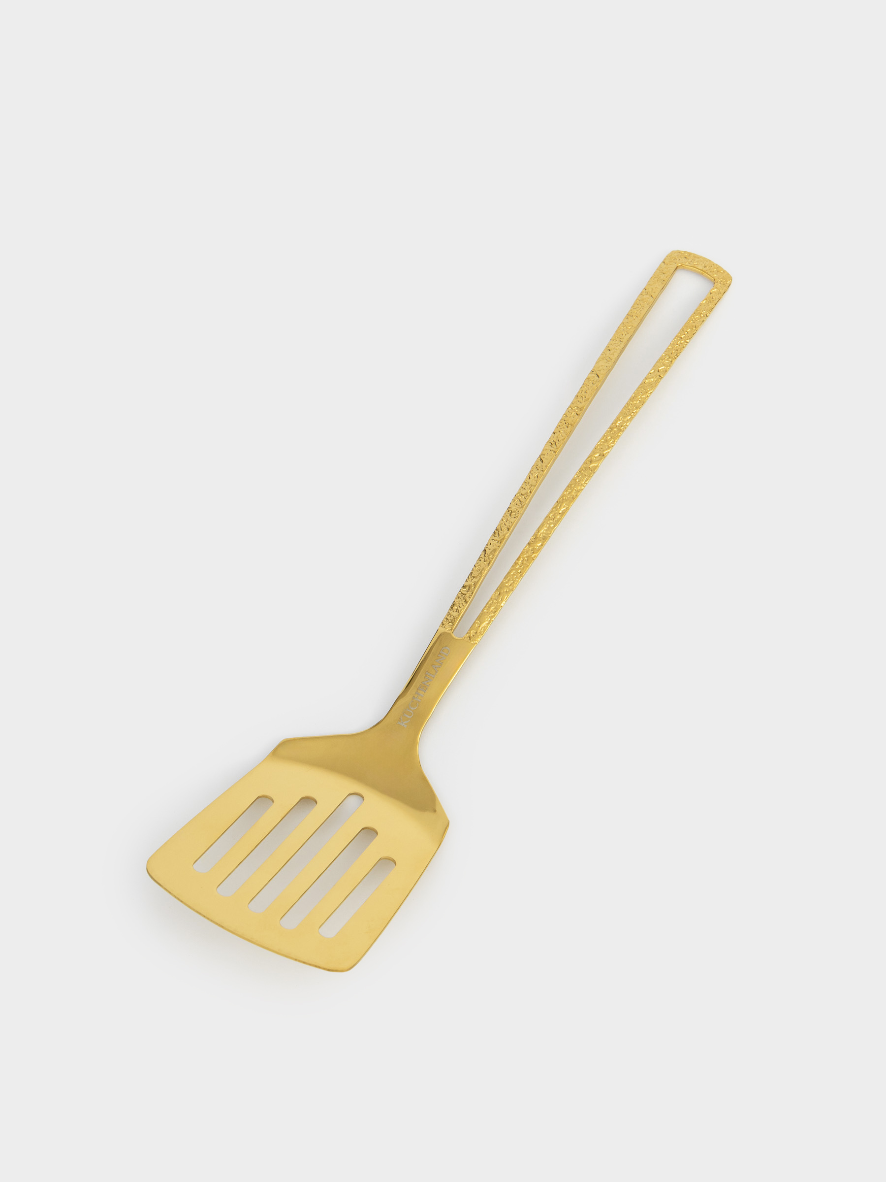 Spatula, 25 cm, with slits, steel, golden, Viron gold, image-1