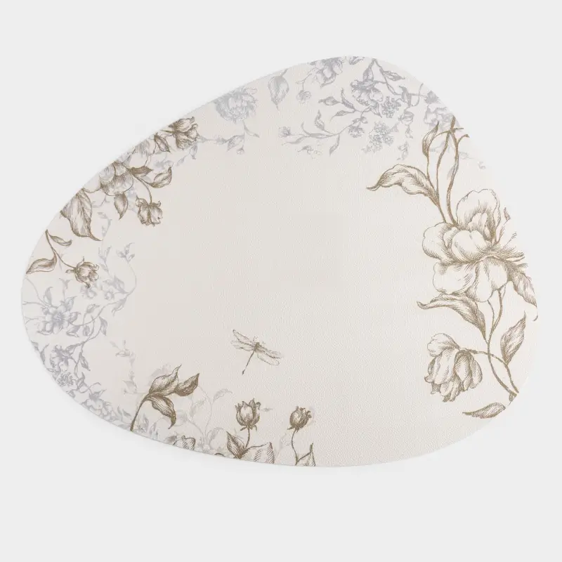Placemat, 37x45 cm, PVC, curly, white, Graphic flowers, Rock print