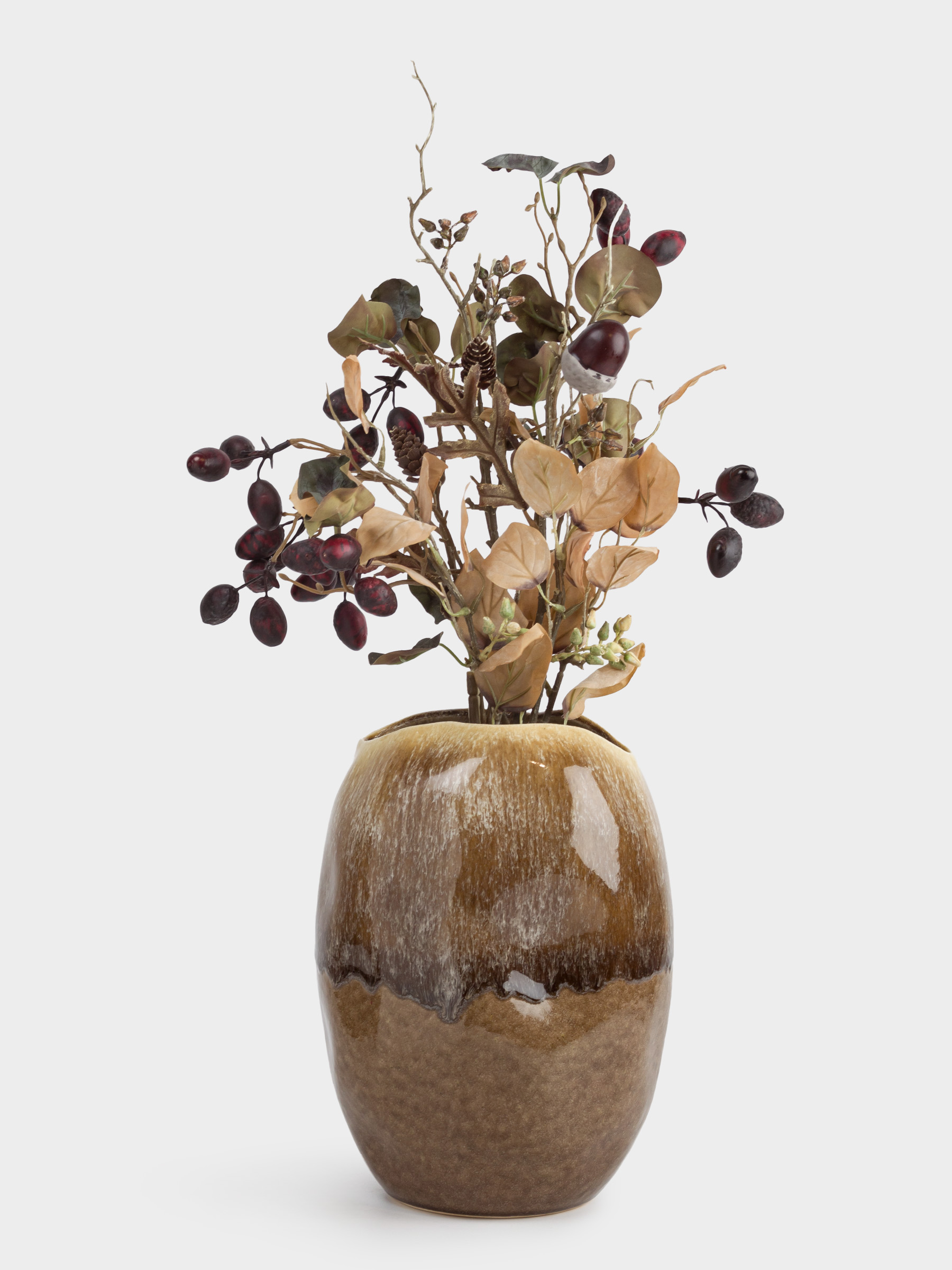 Flower vase, 30 cm, ceramic, brown, Uneven edge, Antic, image-3