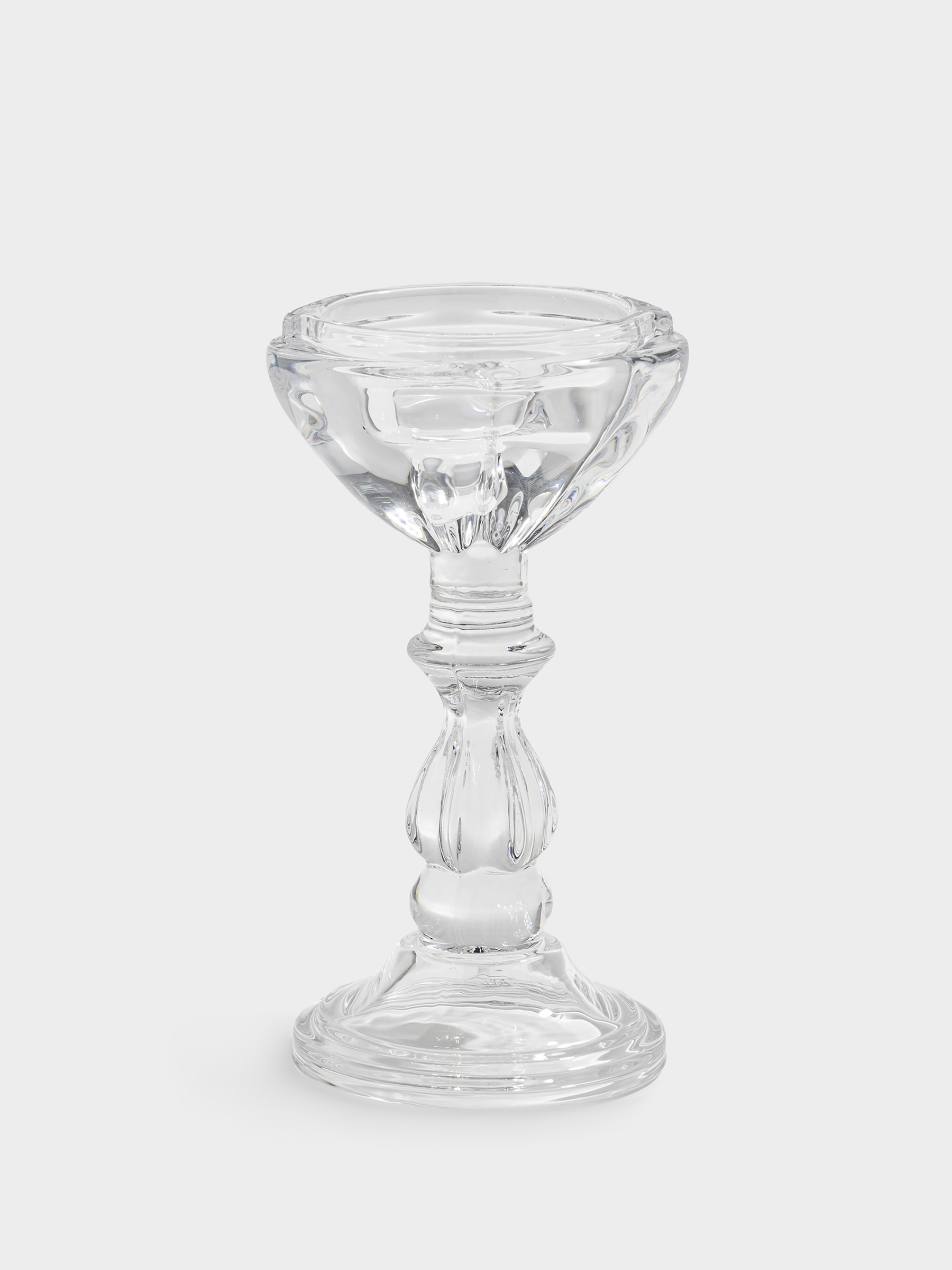 Candlestick, 20 cm, for one candle, on a leg, Glass, Clear, image-0