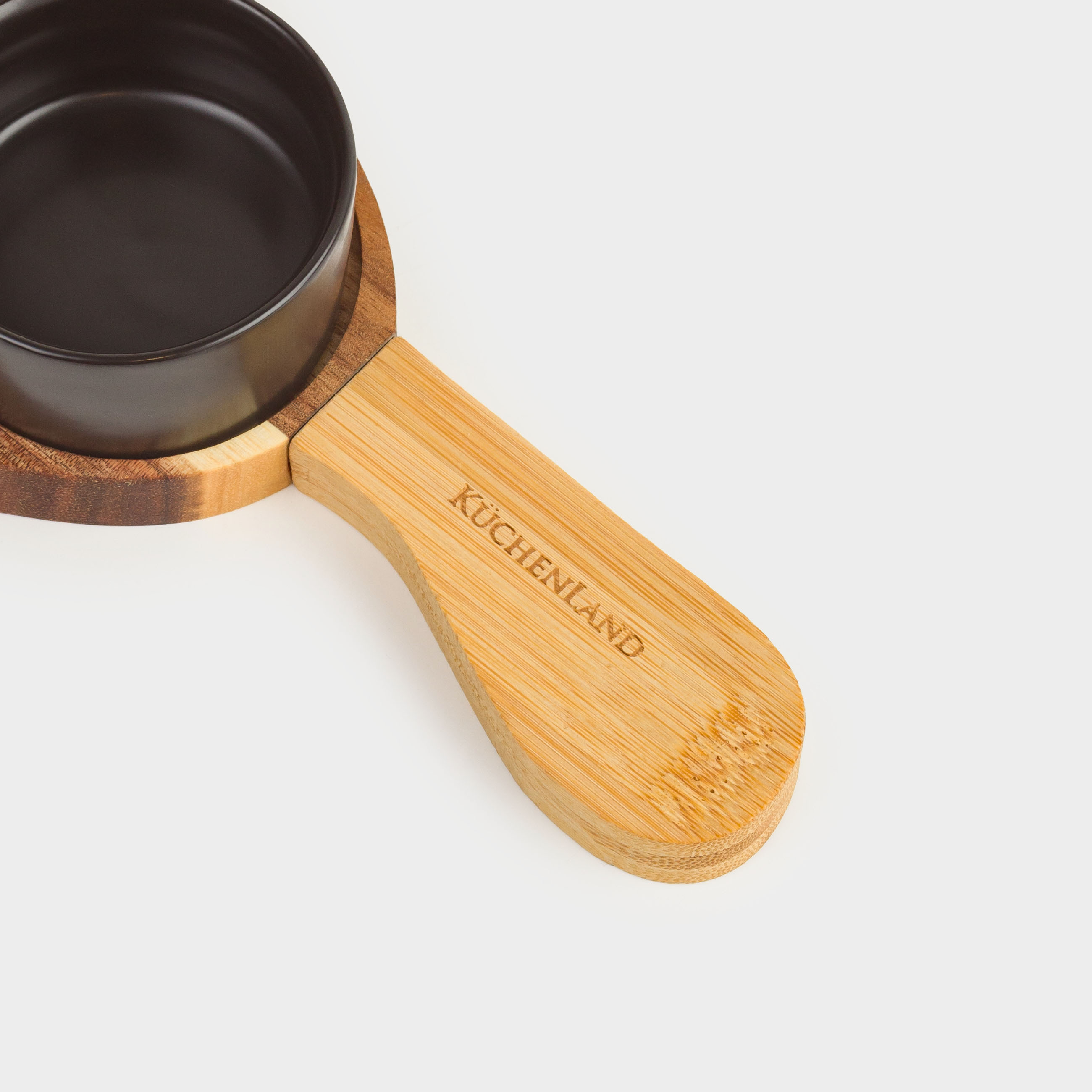Steak serving dish, 33x17 cm, with handle, with sauce bowl, wood / porcelain P, Steak, BBQ