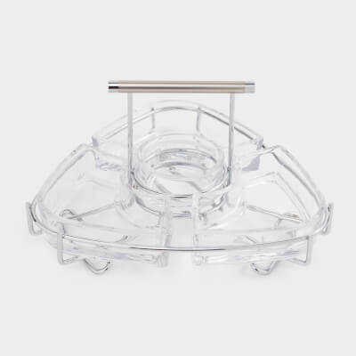 Snack set, 28x15 cm, 3 compartments, with handle, glass / steel, Lamerie ,image-0