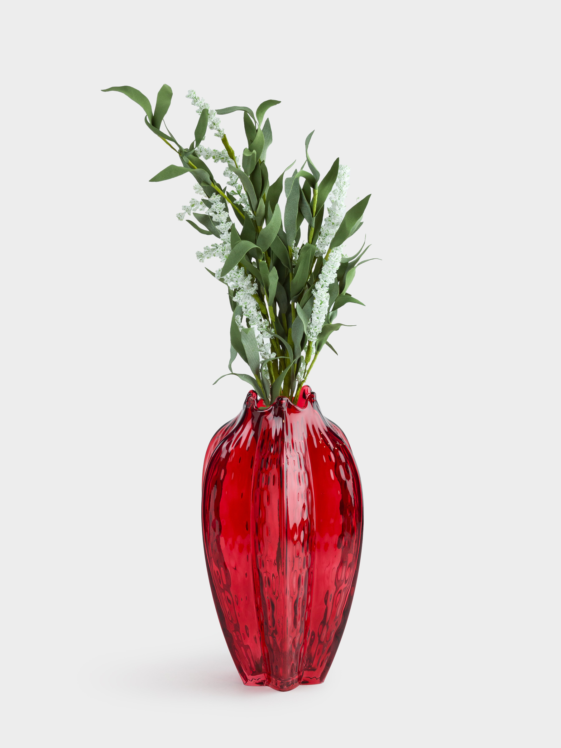 Flower vase, 34 cm, glass, red, Pomegranate, Ribedic, image-3