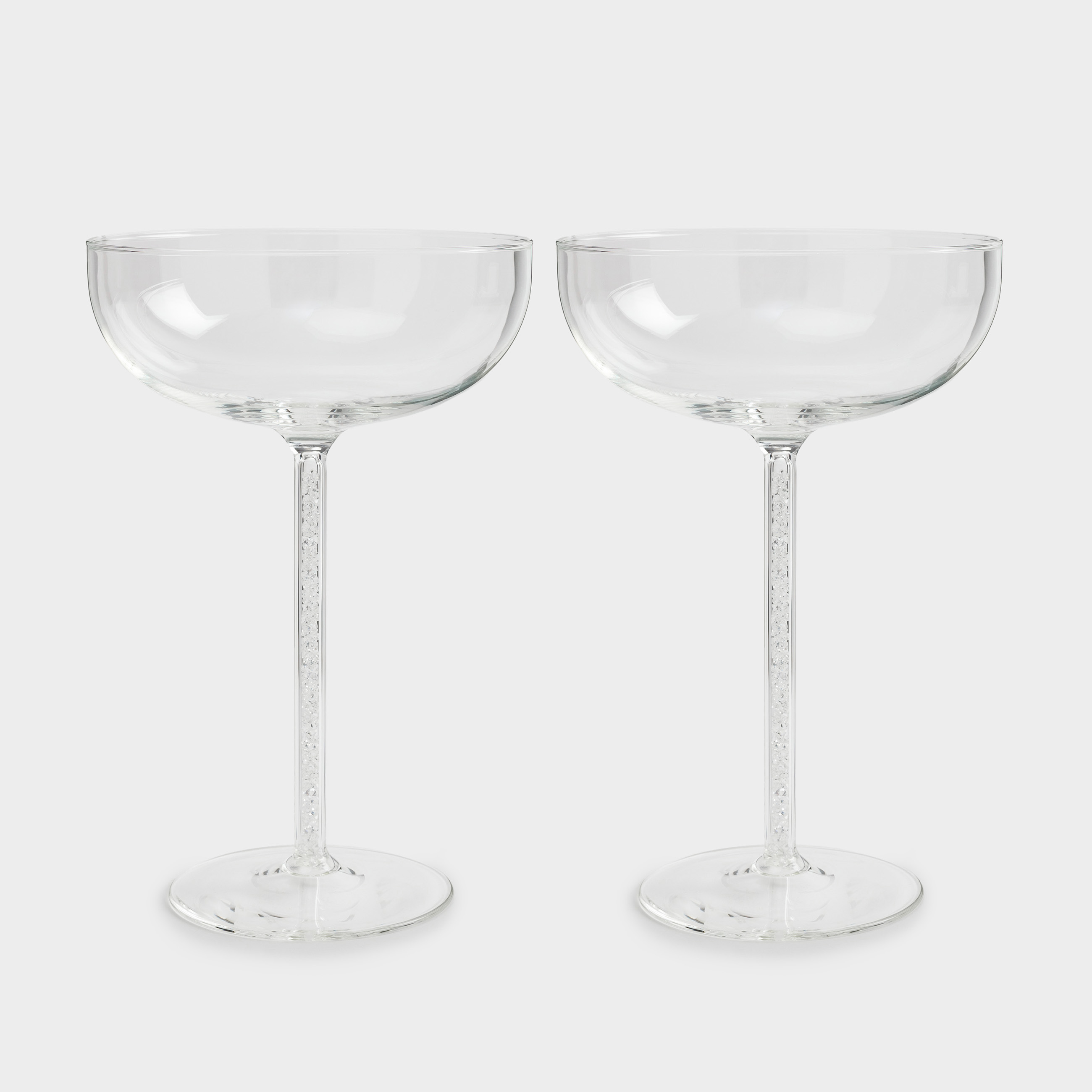 Drinking coupe glass, 300 ml, 2 pcs, glass / rhinestones, Crystal, image-0