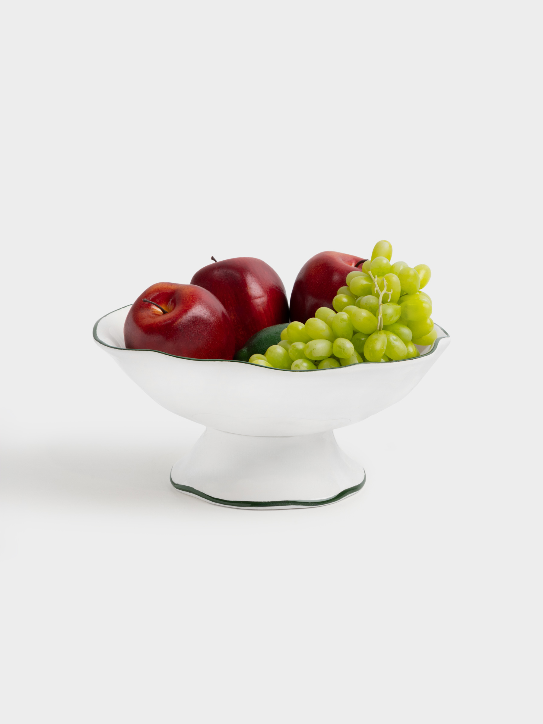 Fruit bowl, 27x12 cm, on a leg, ceramic, Horse, Christmas green, image-5