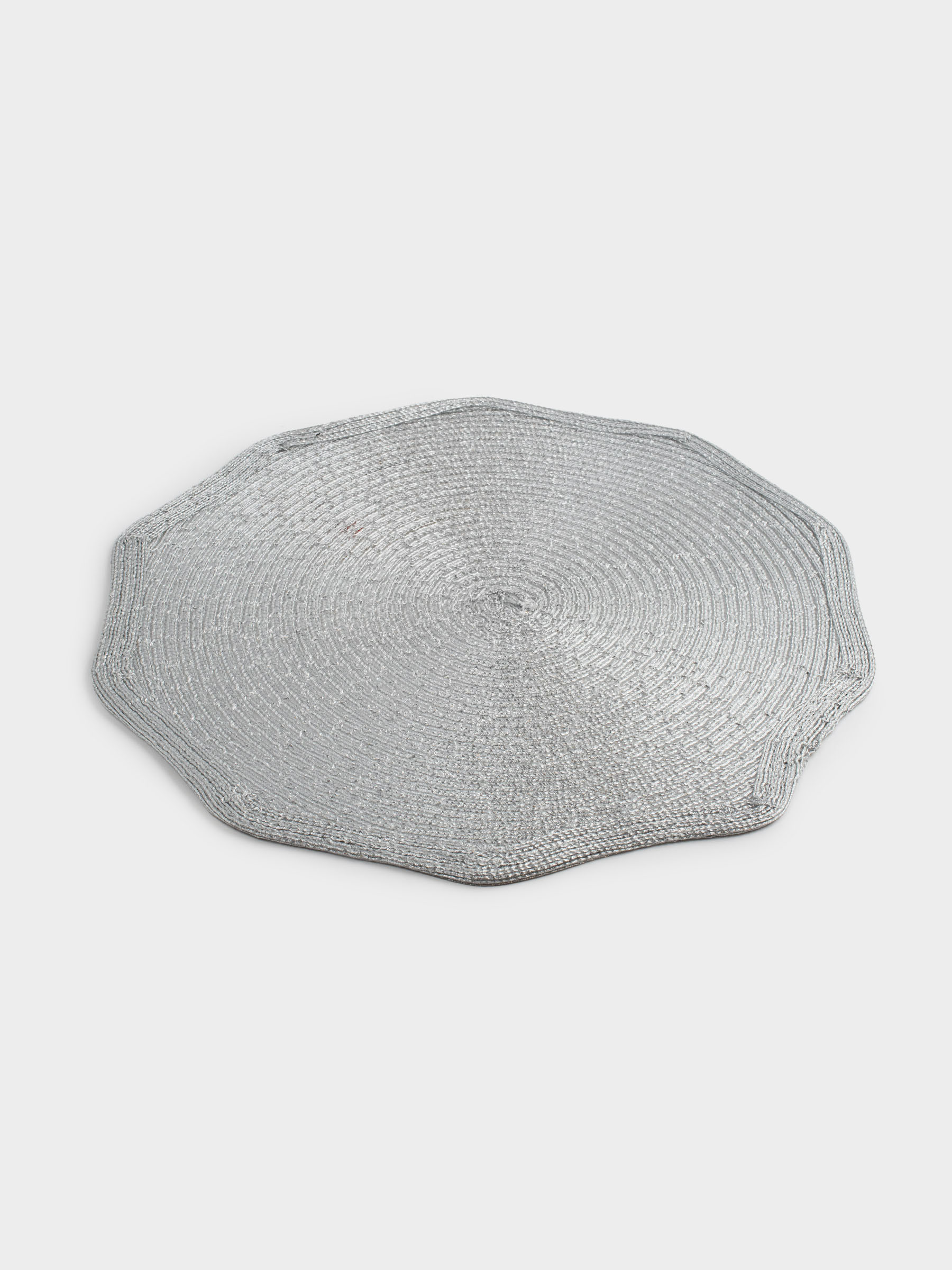 Placemat, 38 cm, polyester, curly, silver, Rotary shine, image-1