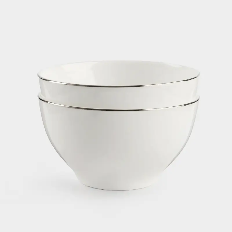 Bowl, 12x6 cm, 2 pieces, porcelain F, white, Ideal silver ,image-0