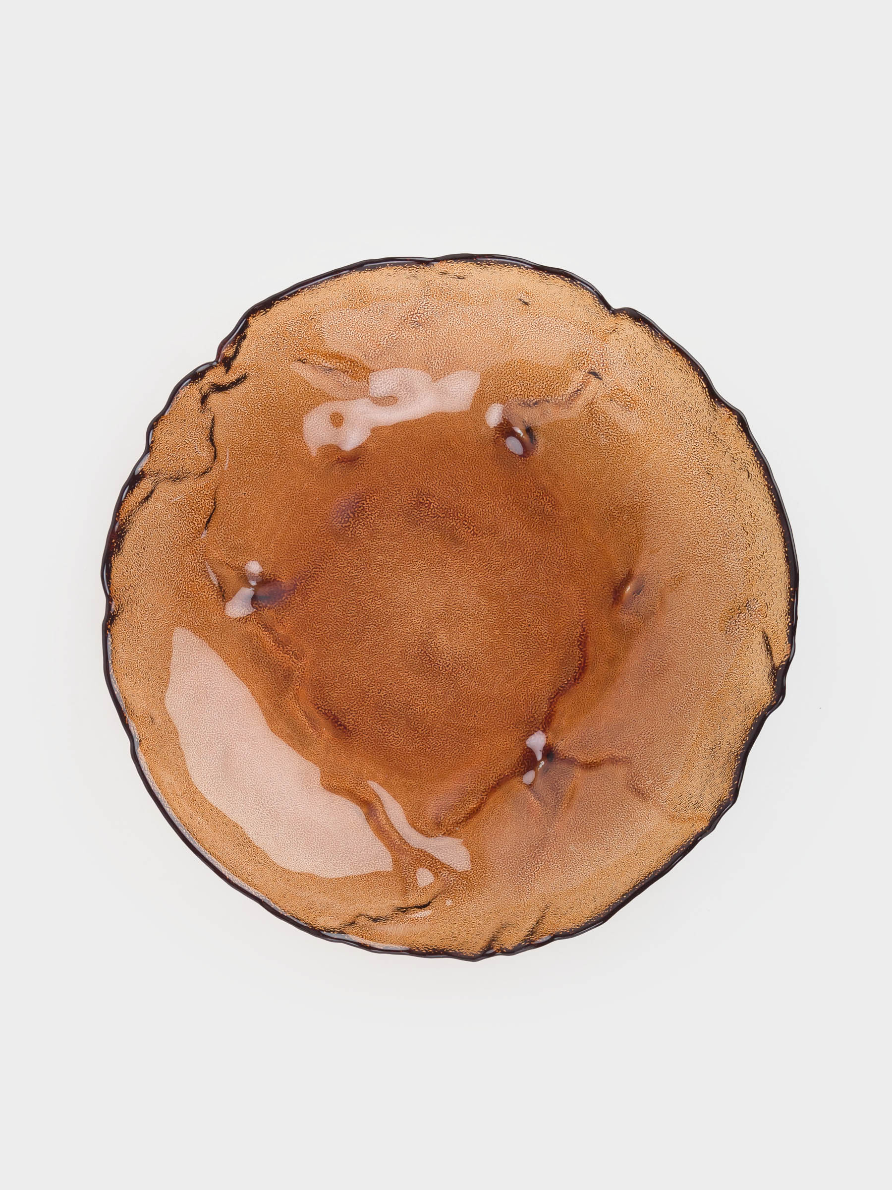 Deep dish, 22x5 cm, glass, amber, Glacial color, image-2