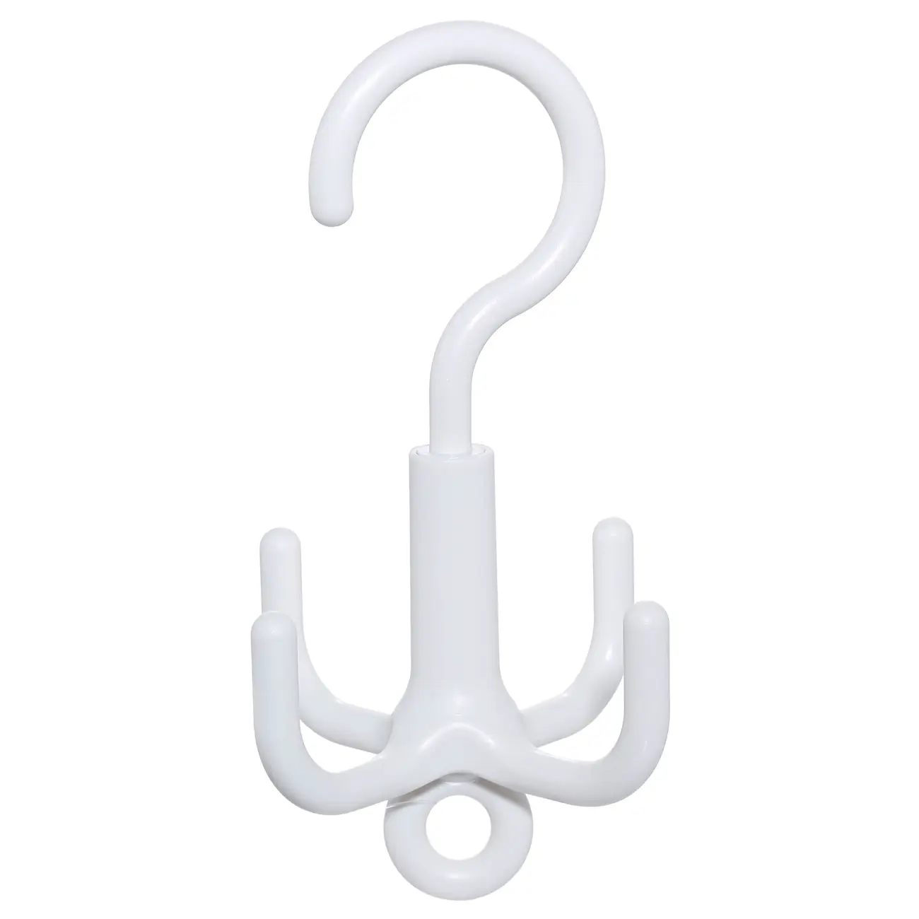 Belt hanger, 16 cm, 4 hooks, rotating, plastic, White, Compact, image-0
