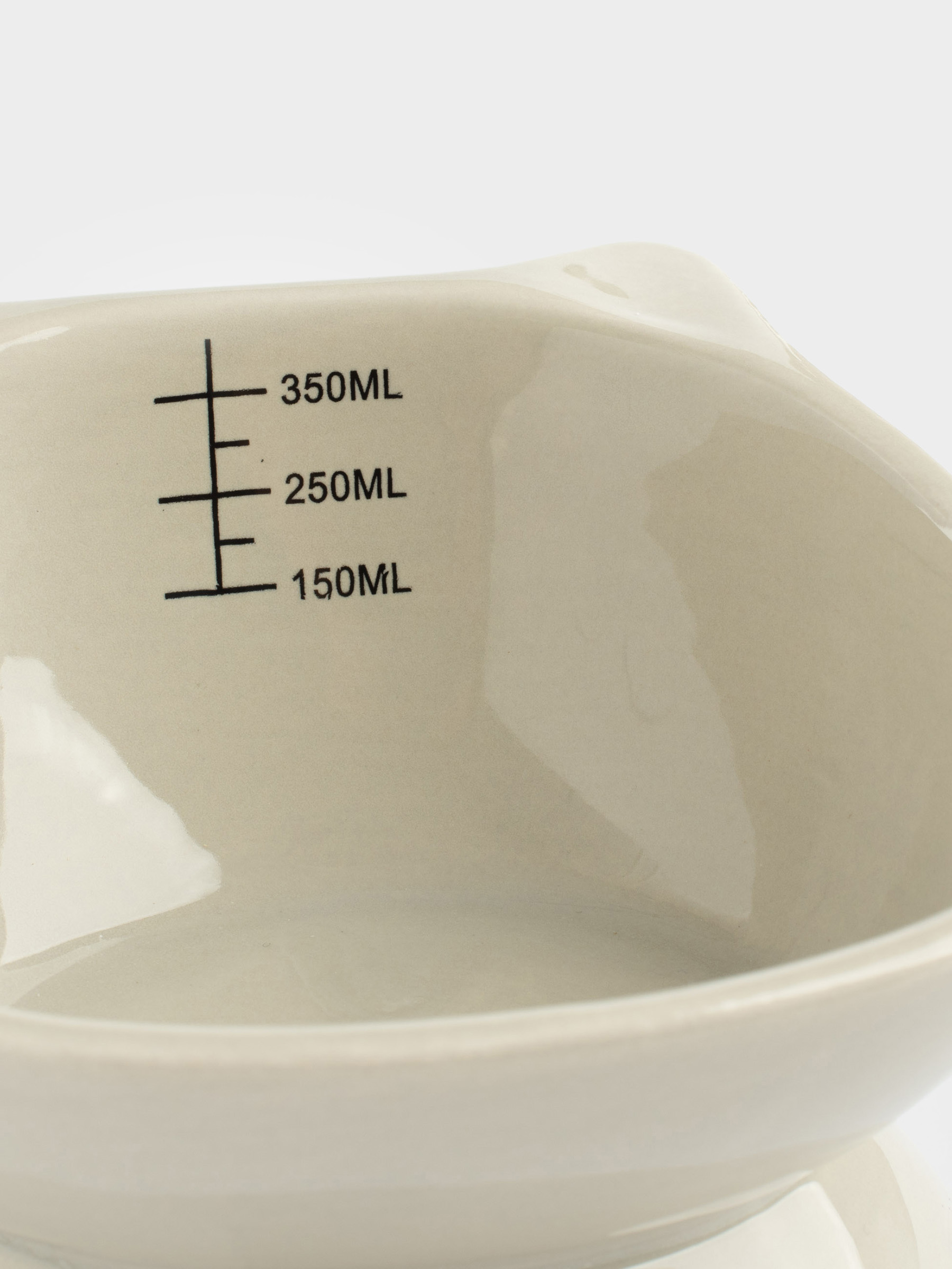Pet bowl, 12x9 cm, 350 ml, with measuring scale, on a leg, ceramic, grey, Cat, Whiskers, image-2