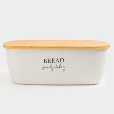 Bread box, 37x21x13 cm, with cutting board, bamboo, oval, Dairy, Bread/Bakery, Course ,image-0