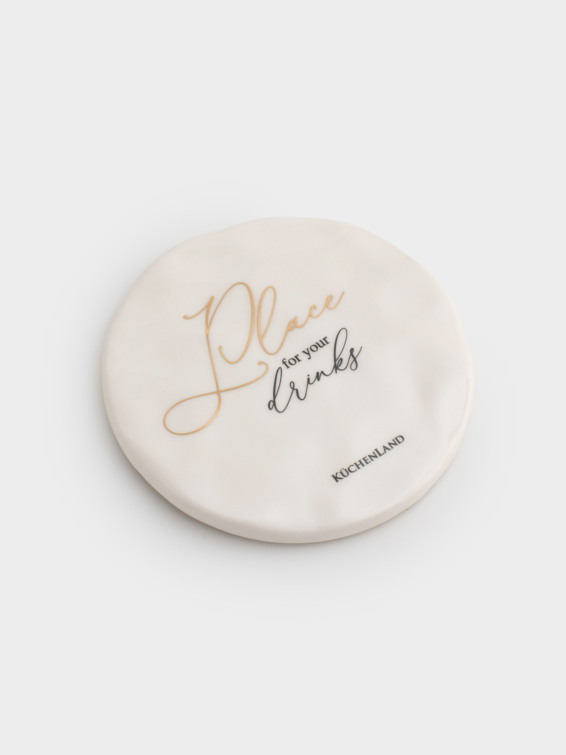Coaster, 10 cm, ceramic, round, milky, Crumpled effect, Crumple kitchen, image-0