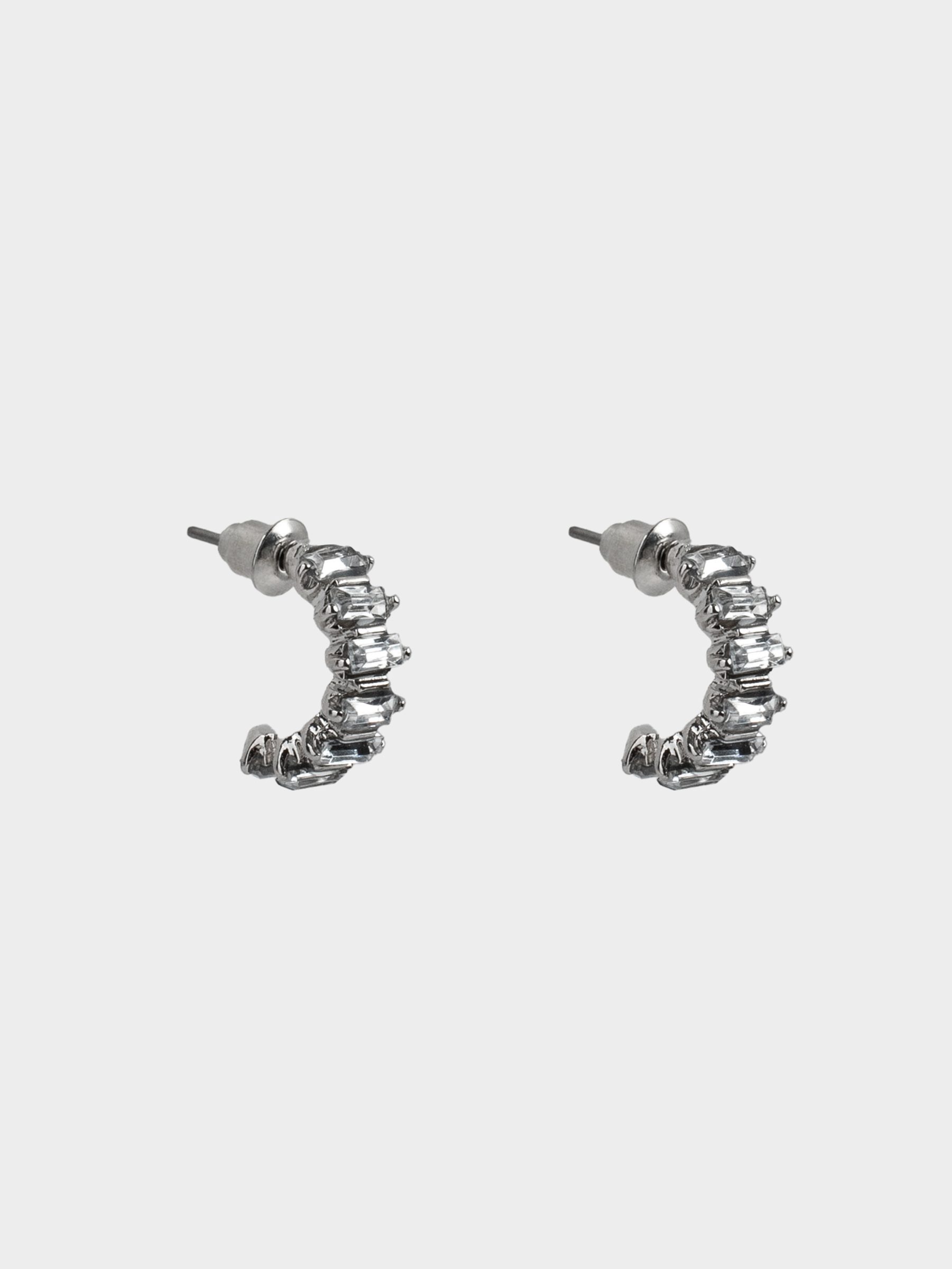 Stud earrings, 1 cm, 2 pieces, metal / acrylic, Silver, Crystals, Jewelry crystal, image-0