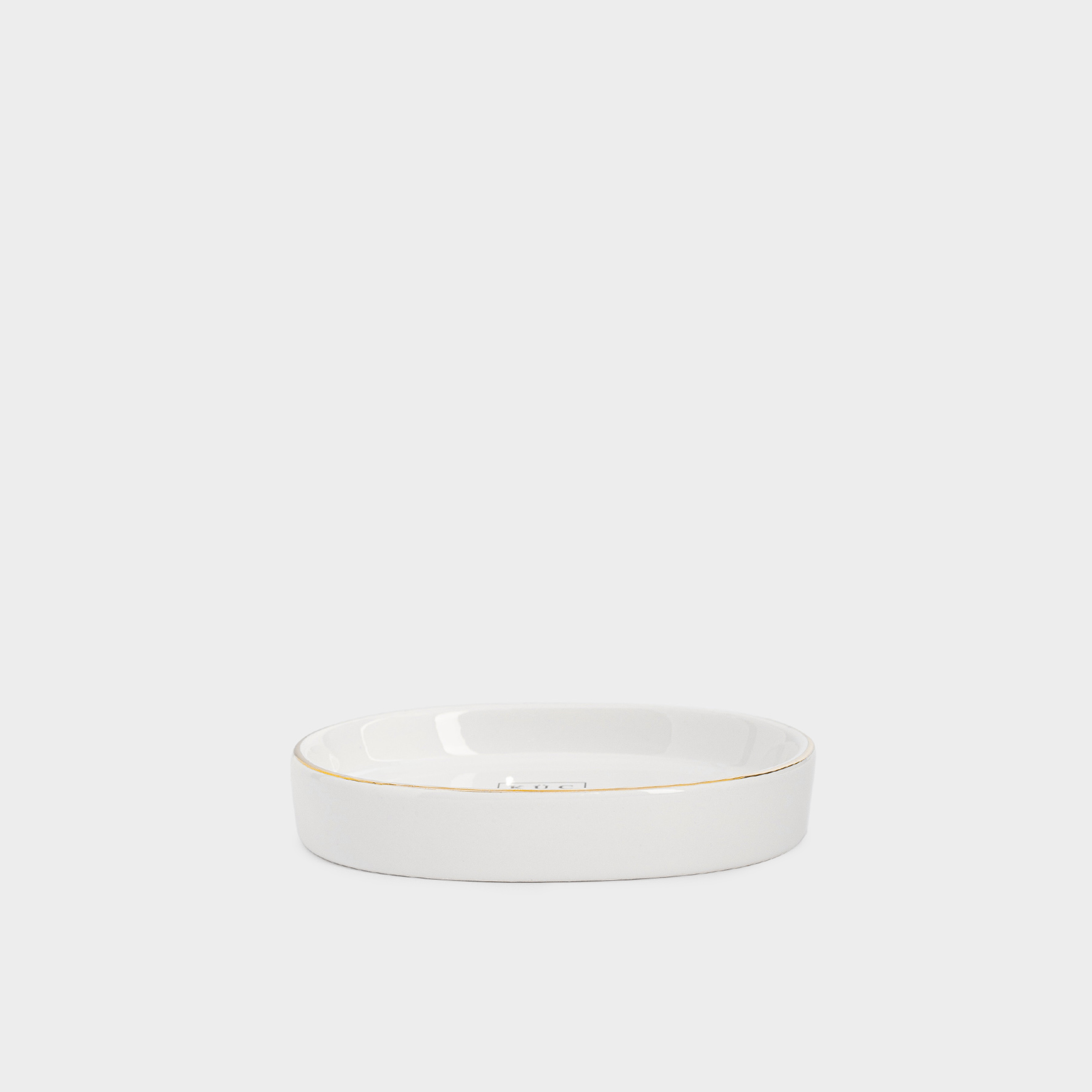 Soap dish, 11. 5x8. 5 cm, ceramic, oval, white-gold, Freya