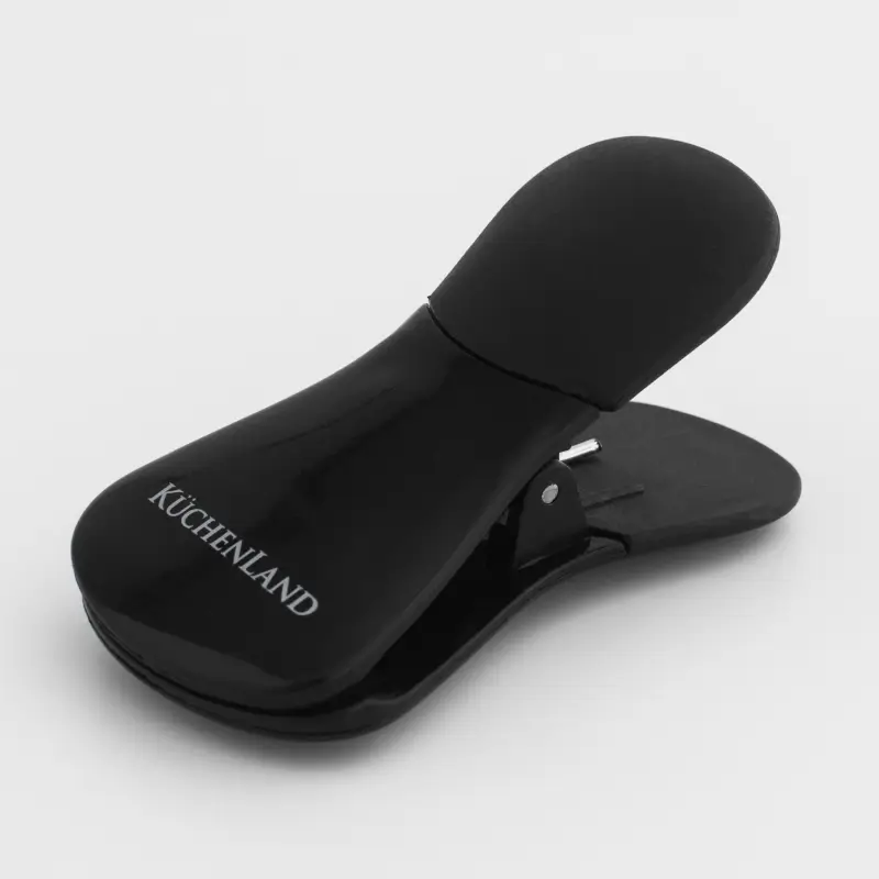 Bag clip, 7 cm, with magnet, plastic, Black, Clip, Black style ,image-0