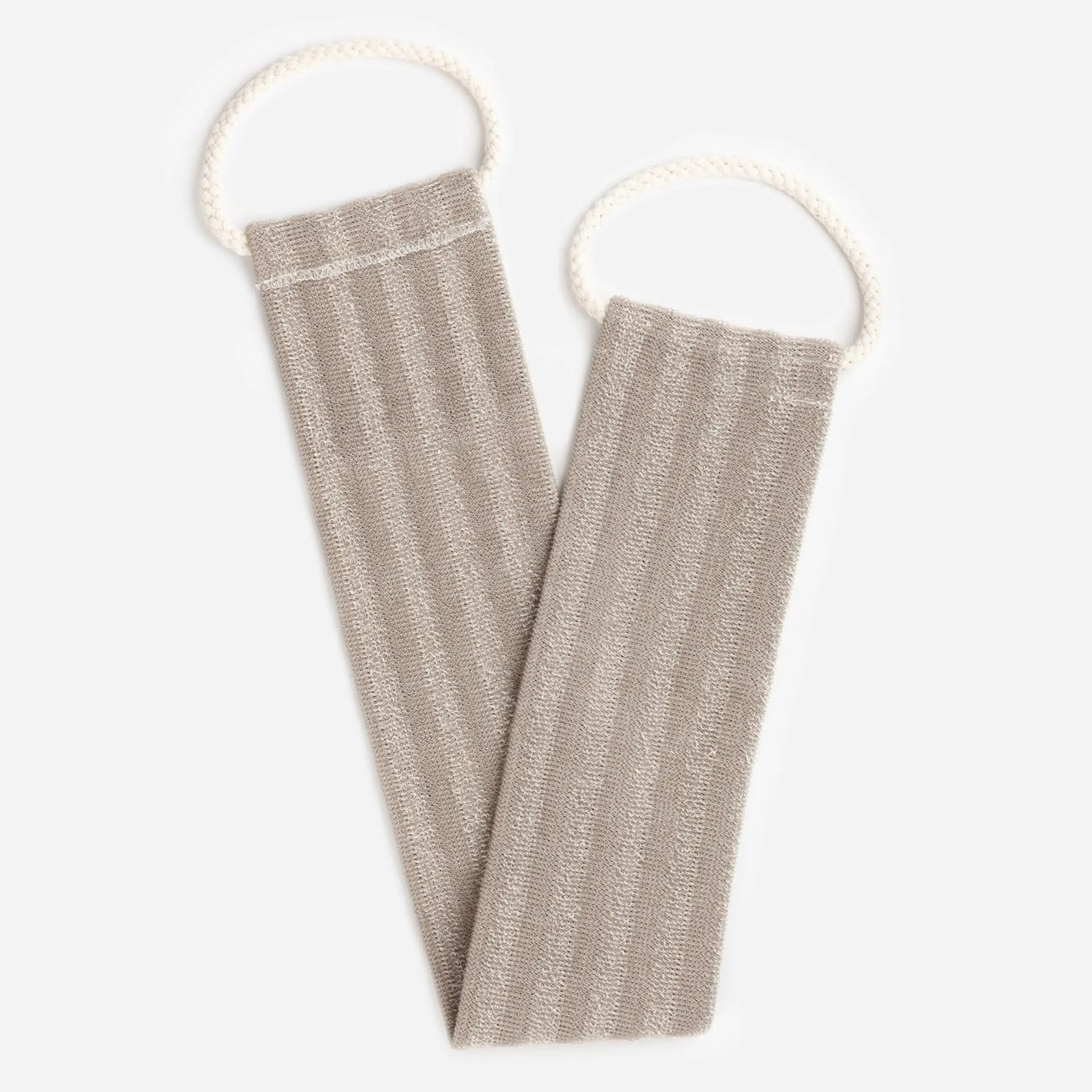 Washcloth-tape for washing the body, 70x10 cm, exfoliating, with handles, polyethylene, beige, Showy, image-0