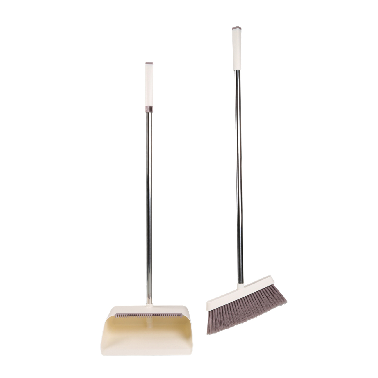 Garbage brush, with dustpan, 92 cm, plastic / steel, white and purple, Sweep