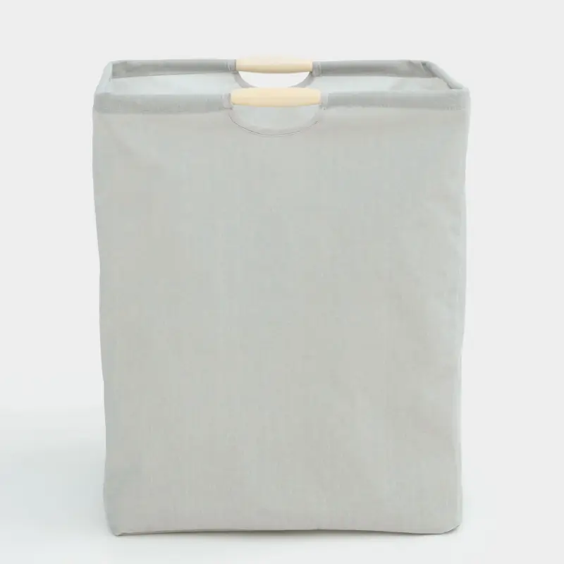 Laundry storage bag, 36x31x46 cm, with handles, cotton / wood, beige, Pedant eco