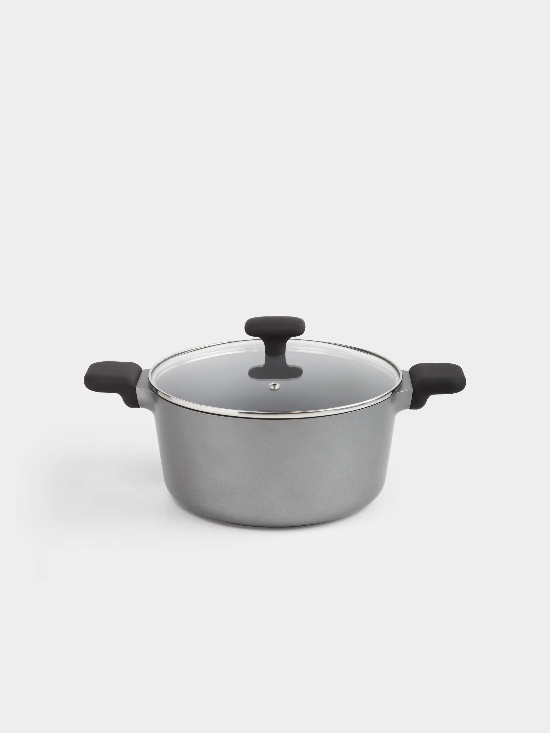 Pot, 24 cm, 4.8 l, with lid, coated, aluminum, grey-black, Mintali