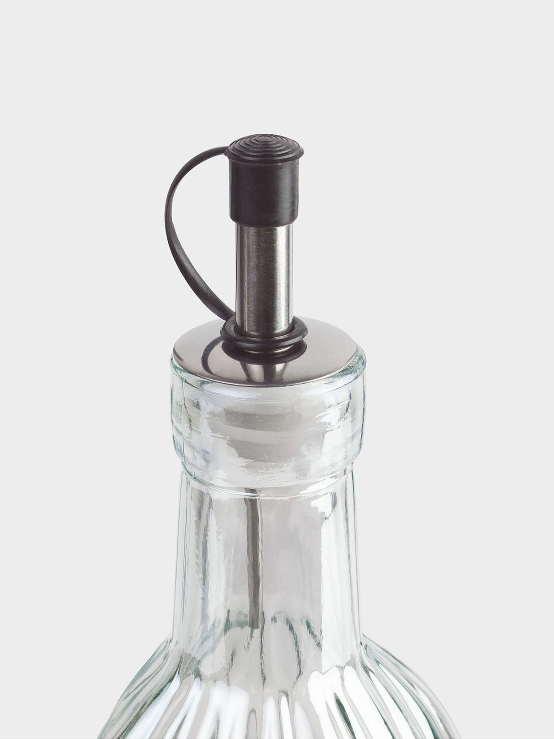 Oil or vinegar bottle, 500 ml, with dispenser, glass / steel, mother of pearl, Ribby polar, image-3