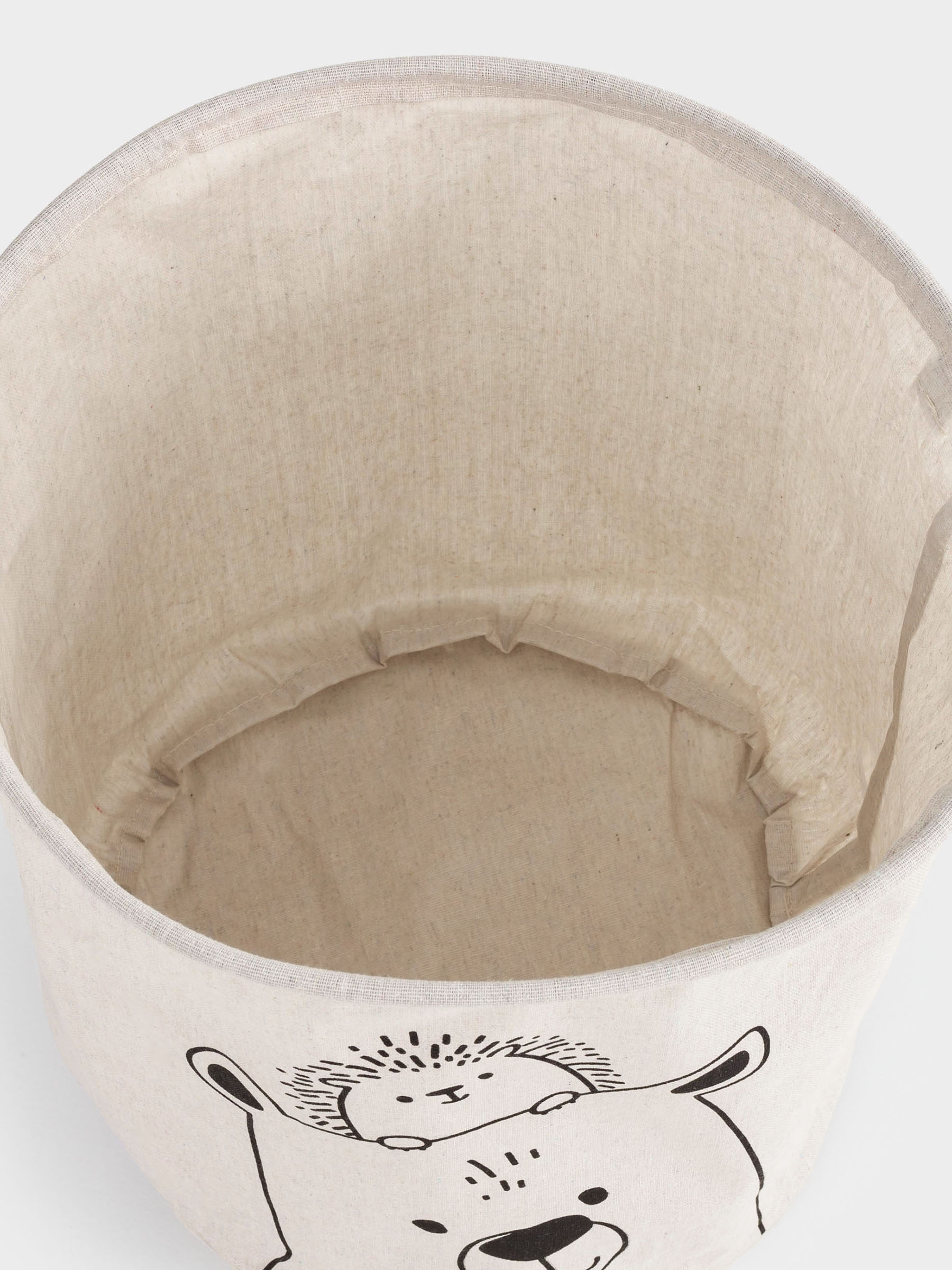 Storage bag, 35x40 cm, with handles, cotton/polyester, round, Milky, Bear and hedgehog, Funny world, image-5