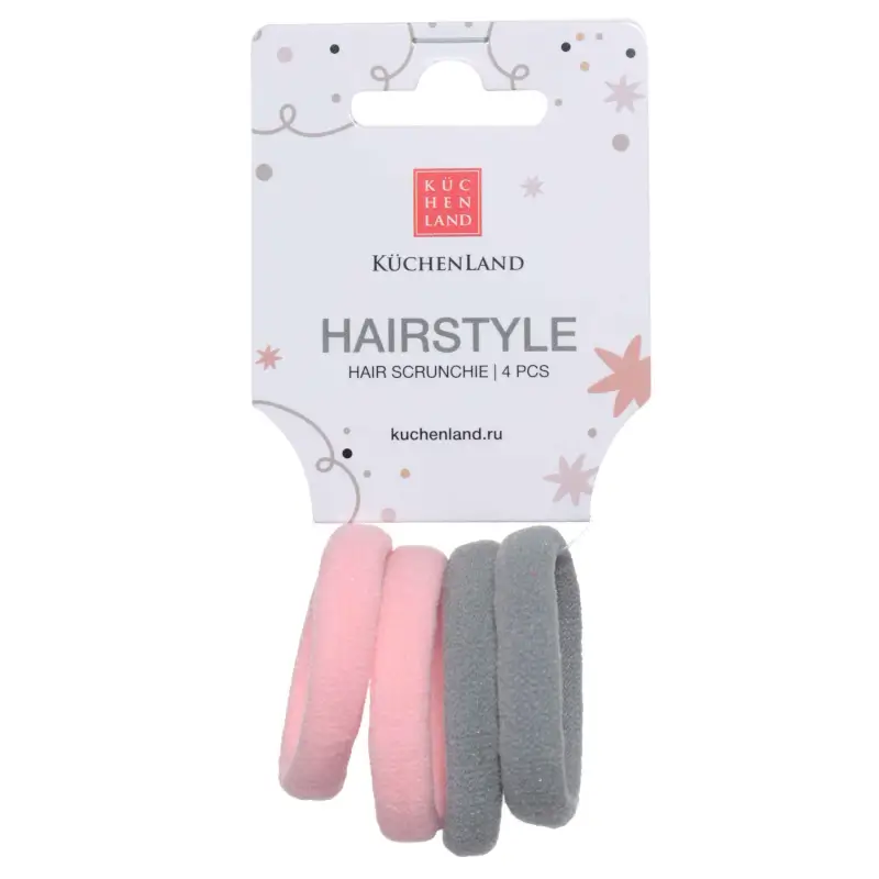 Hair bands, 2 cm, 4 pcs, polyester, powder/gray, Hairstyle ,image-0