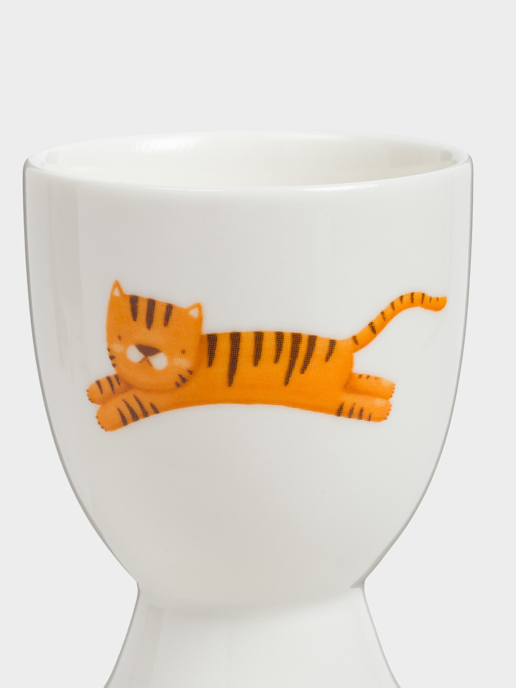 Egg stand for children, 7 cm, porcelain N, white, Elephant and tiger, Jungle, image-2